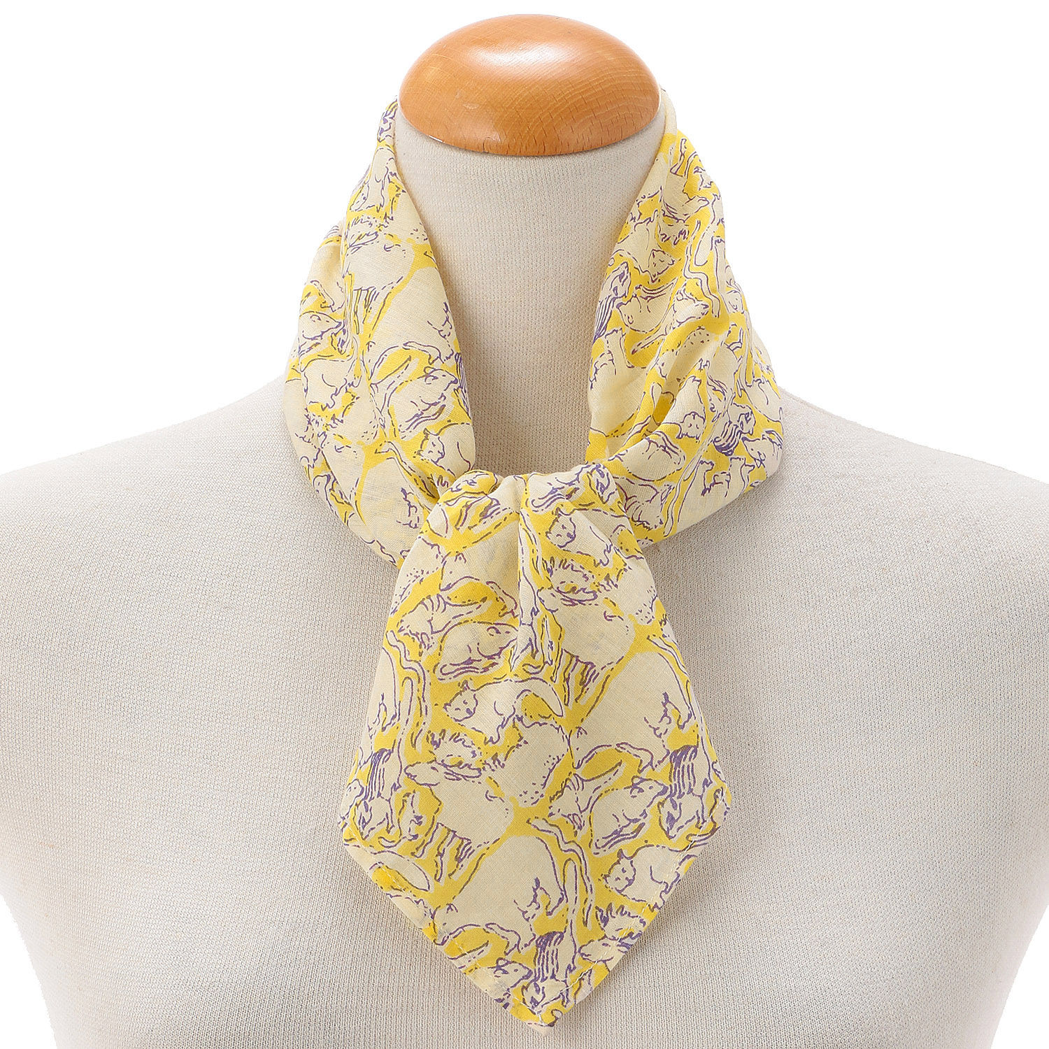 インド製 ブロックプリントアニマルハンカチスカーフ 50×50 - 画像1