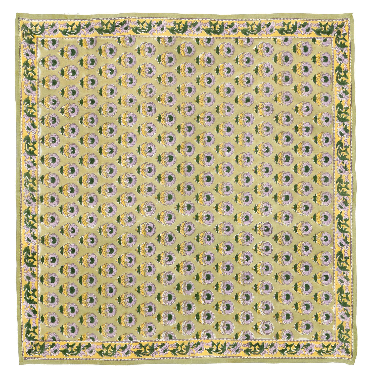 インド製 ブロックプリントフラワーハンカチスカーフ 50×50 - 画像4