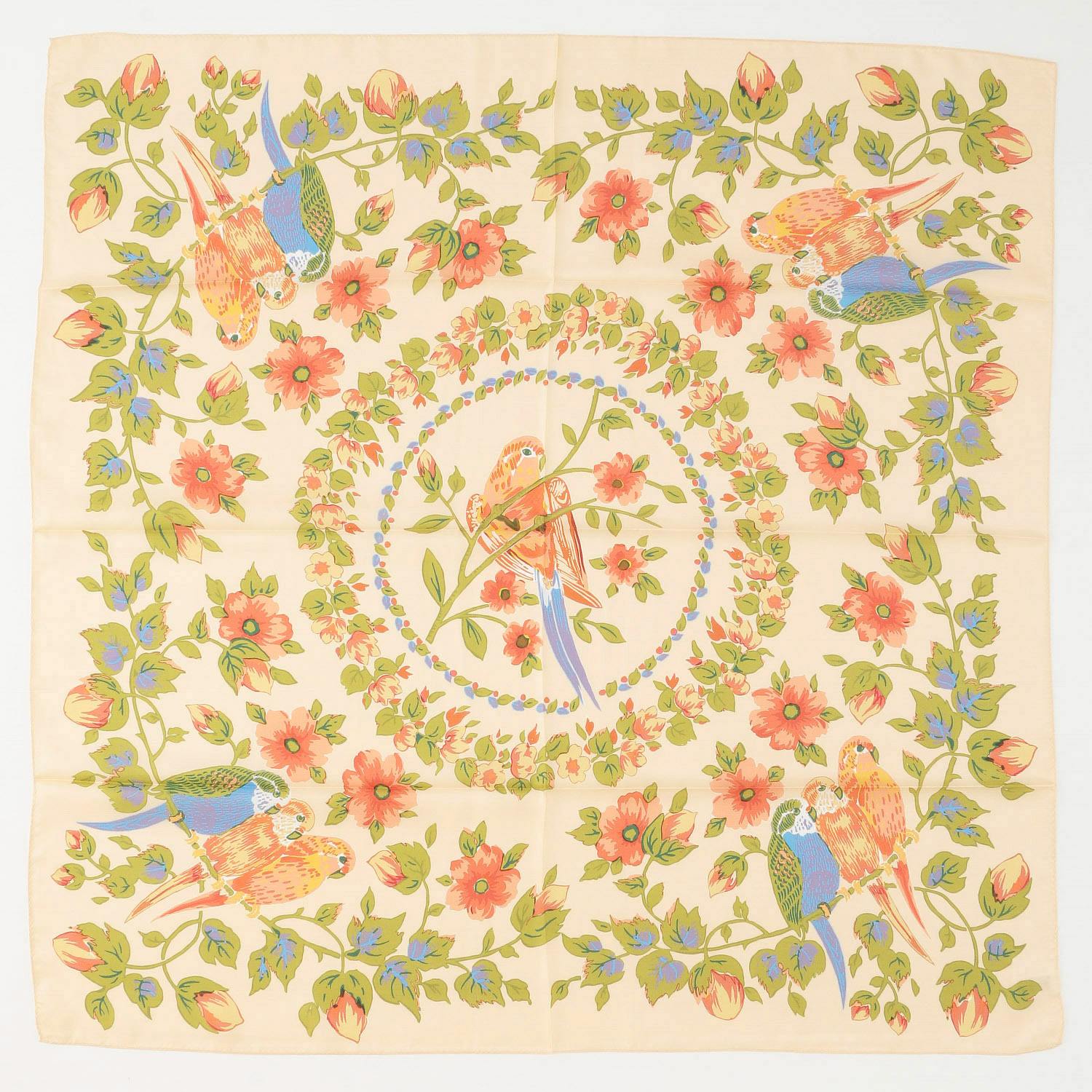 日本製 横浜アーカイブスカーフ バードフラワー 88×88 - 画像2