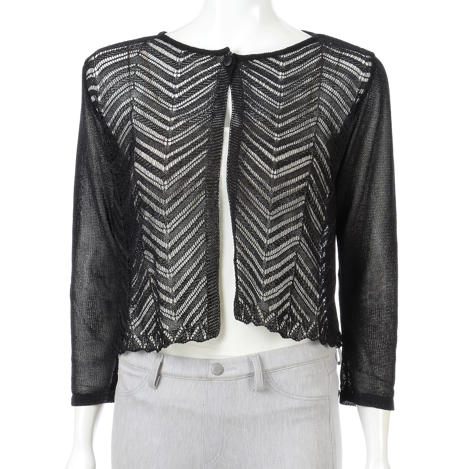 和紙一つ釦透かしカーディガン - 画像2