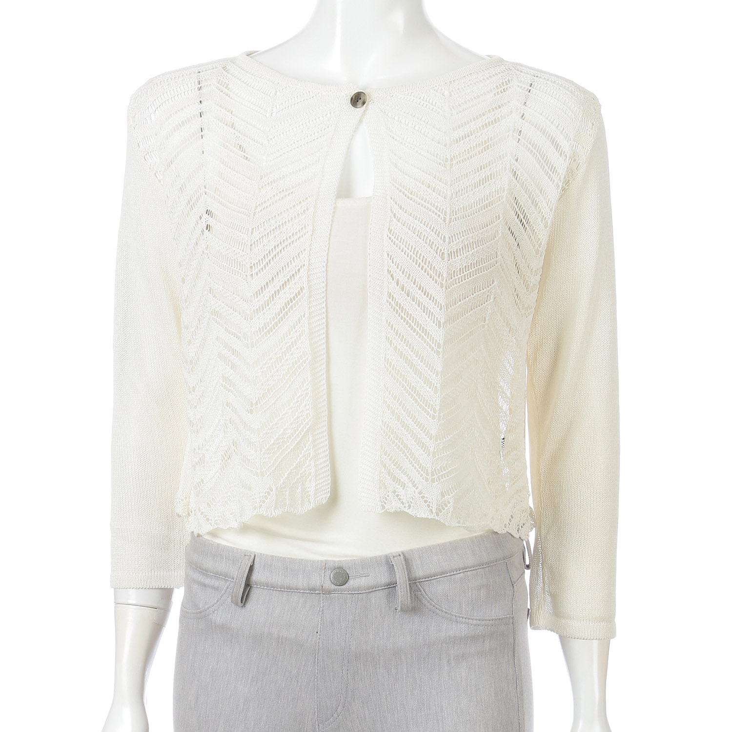 和紙一つ釦透かしカーディガン - 画像3