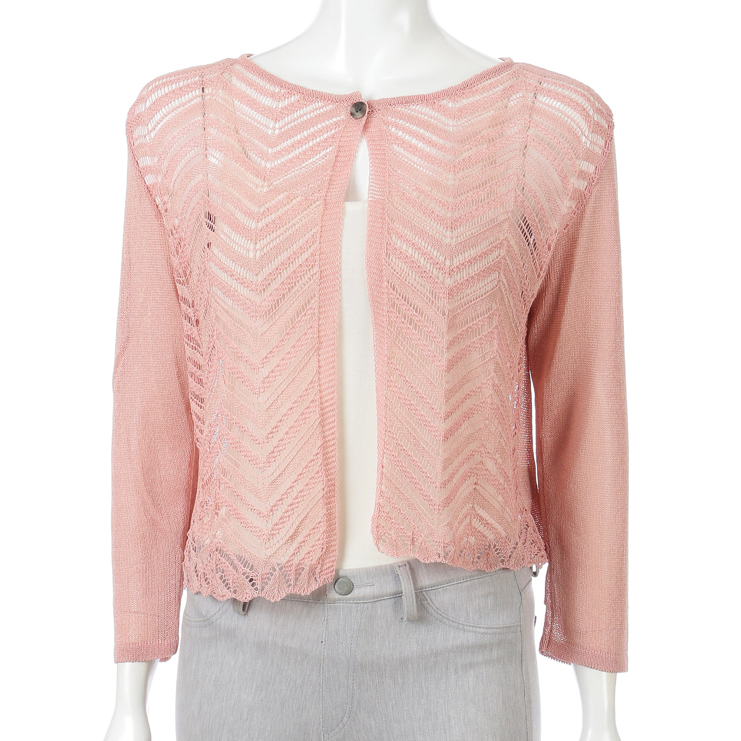 和紙一つ釦透かしカーディガン - 画像4