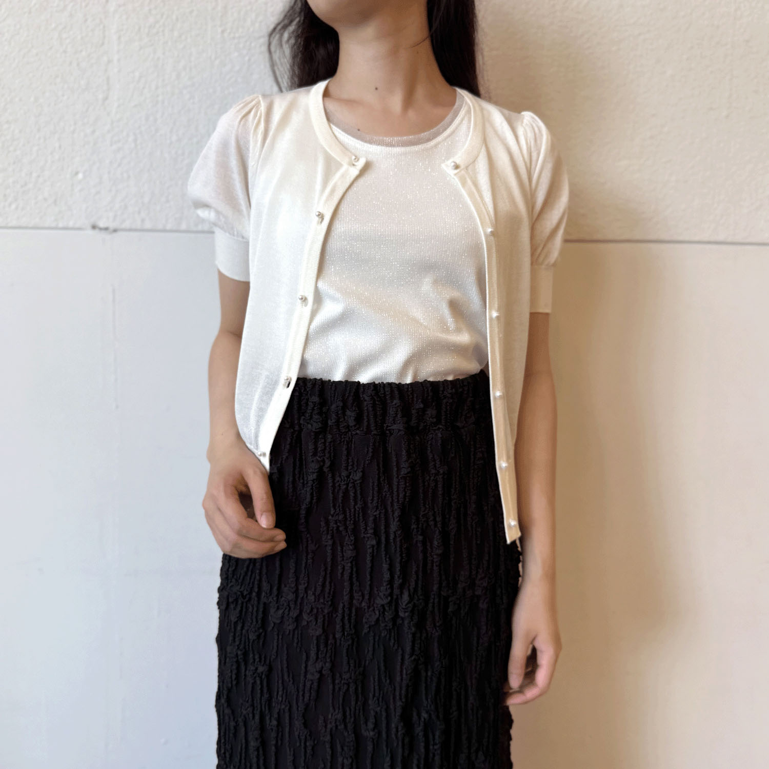 ダブルボタンシアーカーディガン - 画像3