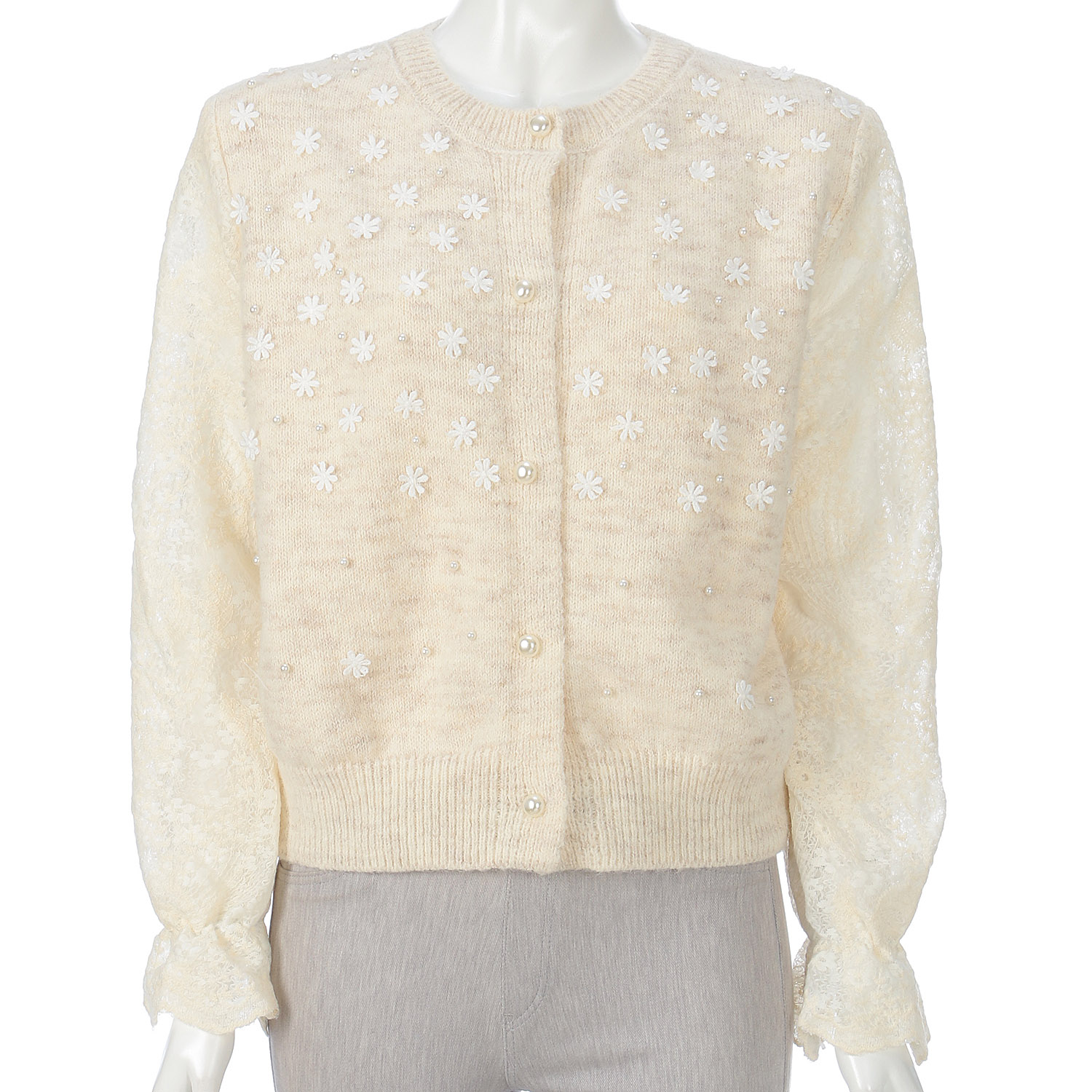 レーススリーブカーディガン - 画像2