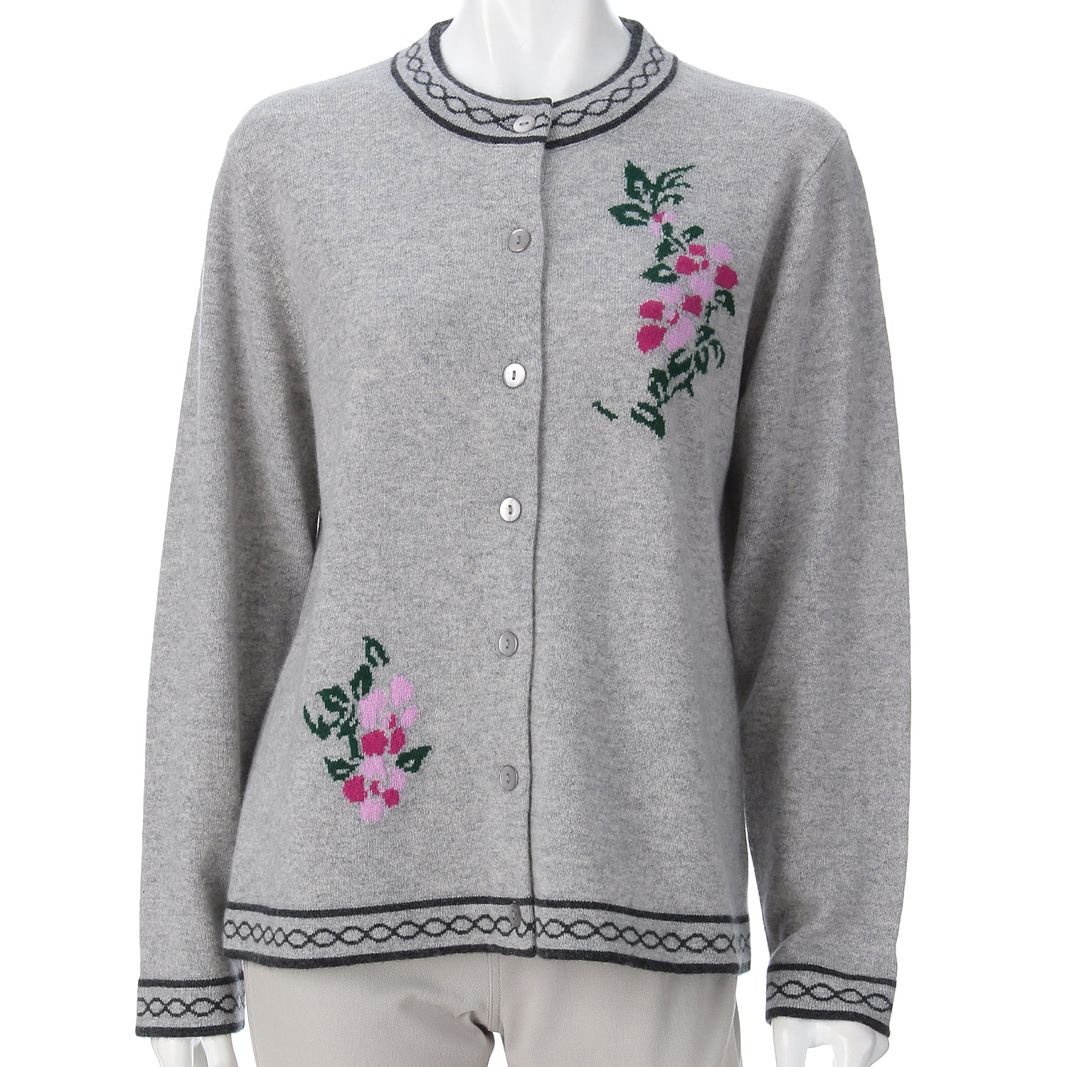 カシミヤインターシャカーディガン - 画像2