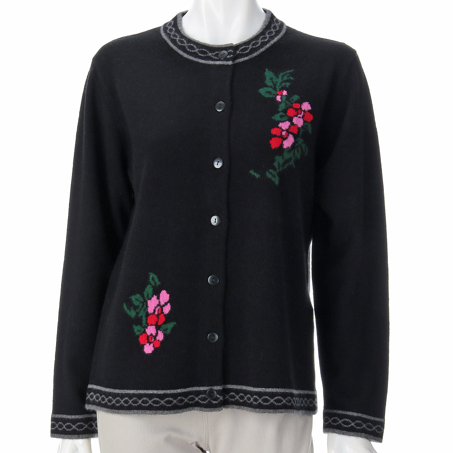 カシミヤインターシャカーディガン - 画像3