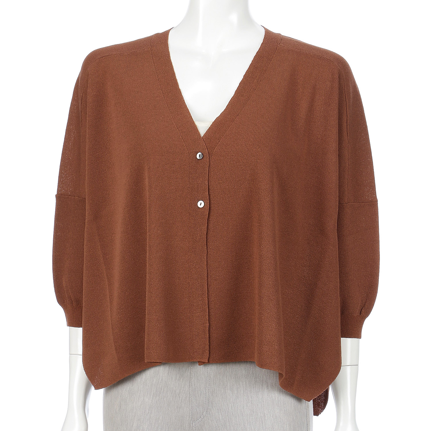 麻タッチゴム地ワイドカーディガン - 画像1