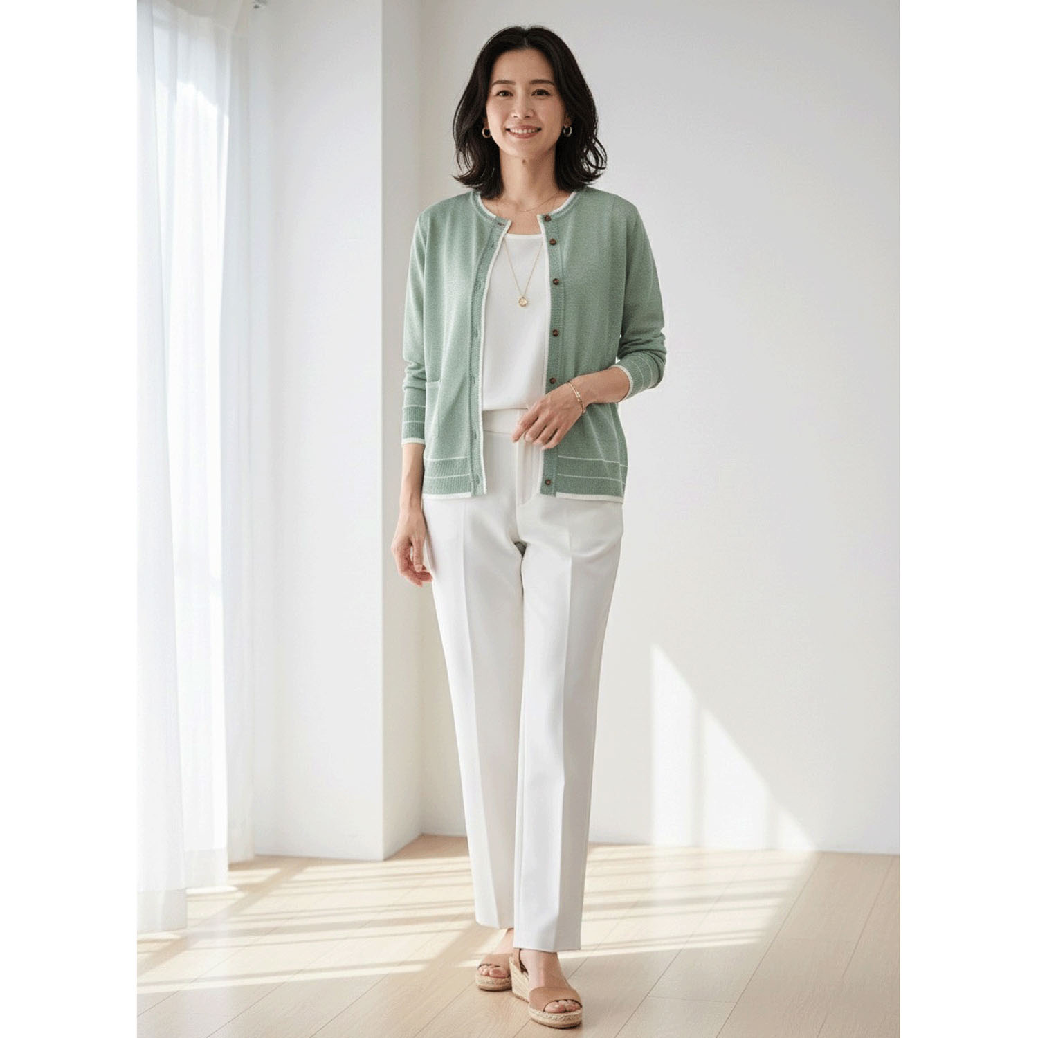 LEVITA配色クルーネックカーディガン - 画像12