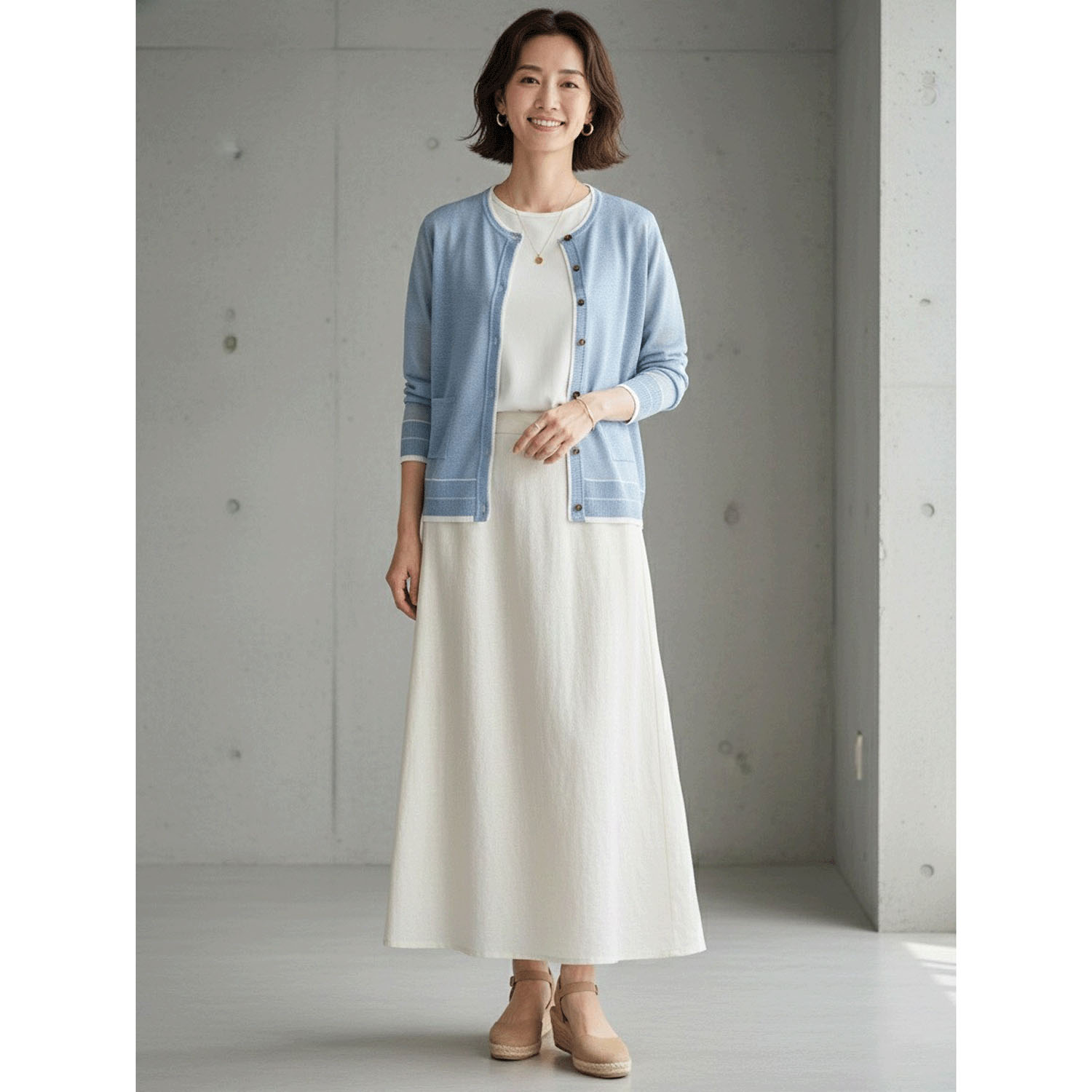 LEVITA配色クルーネックカーディガン - 画像17