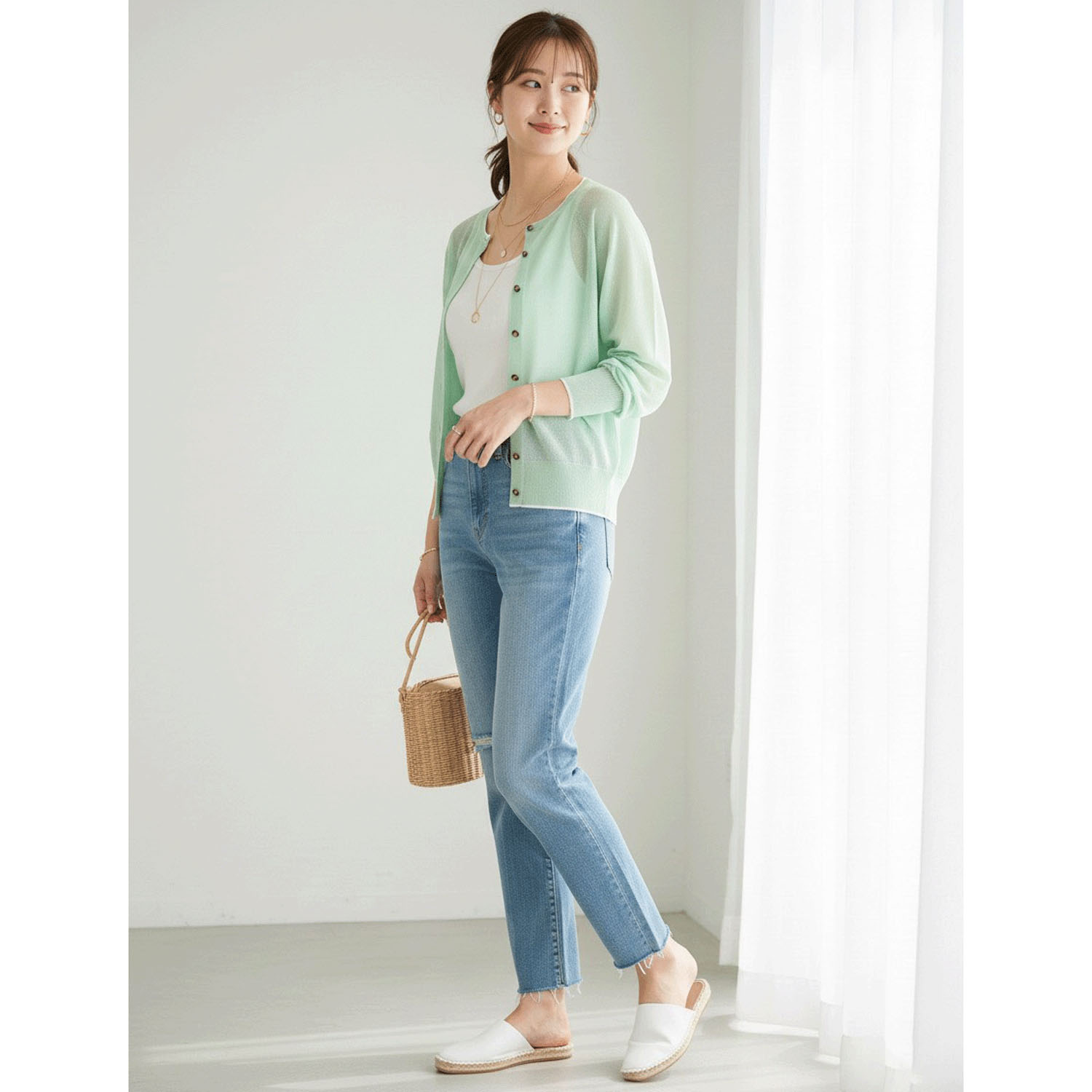 LEVITA配色クルーネックカーディガン - 画像11