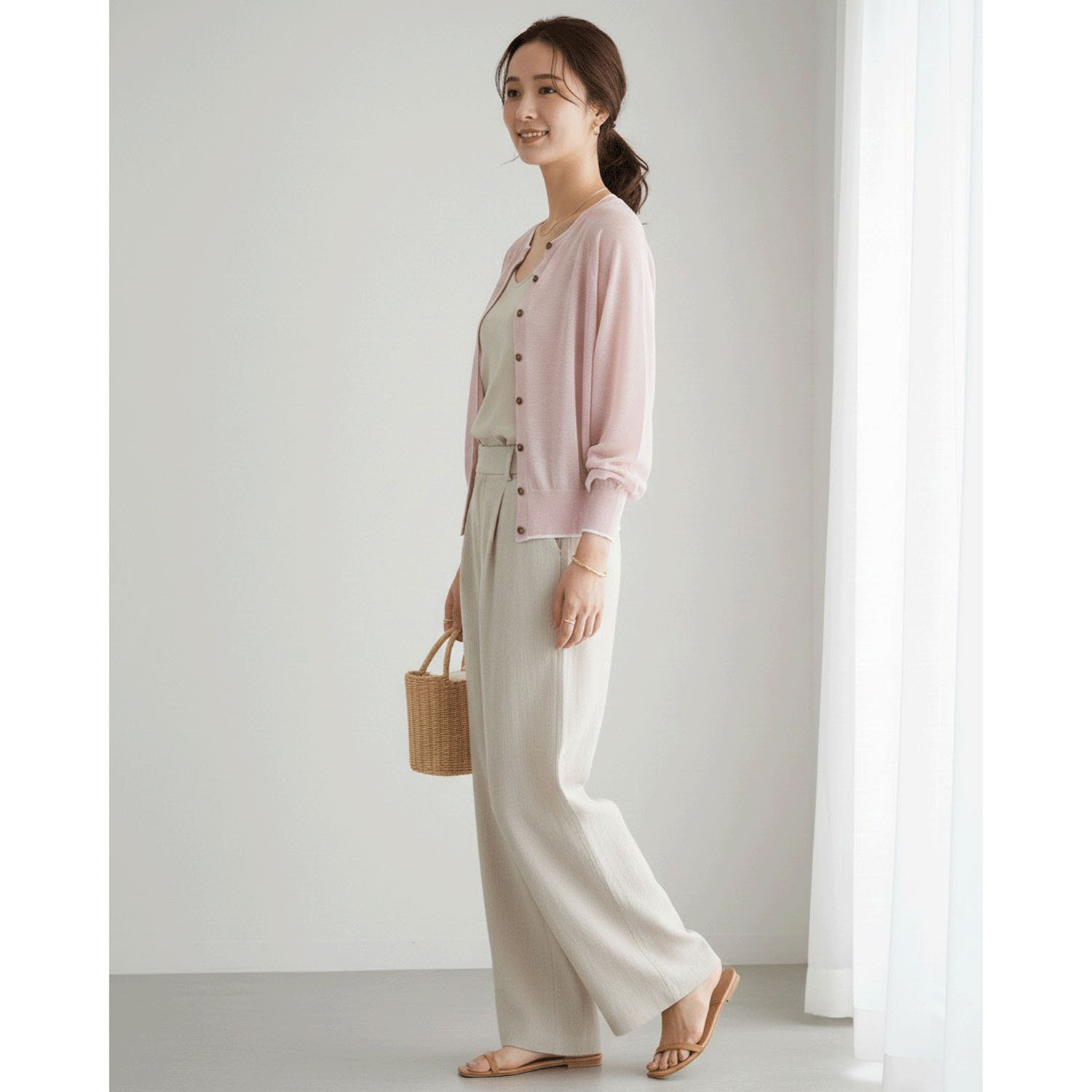 LEVITA配色クルーネックカーディガン - 画像15