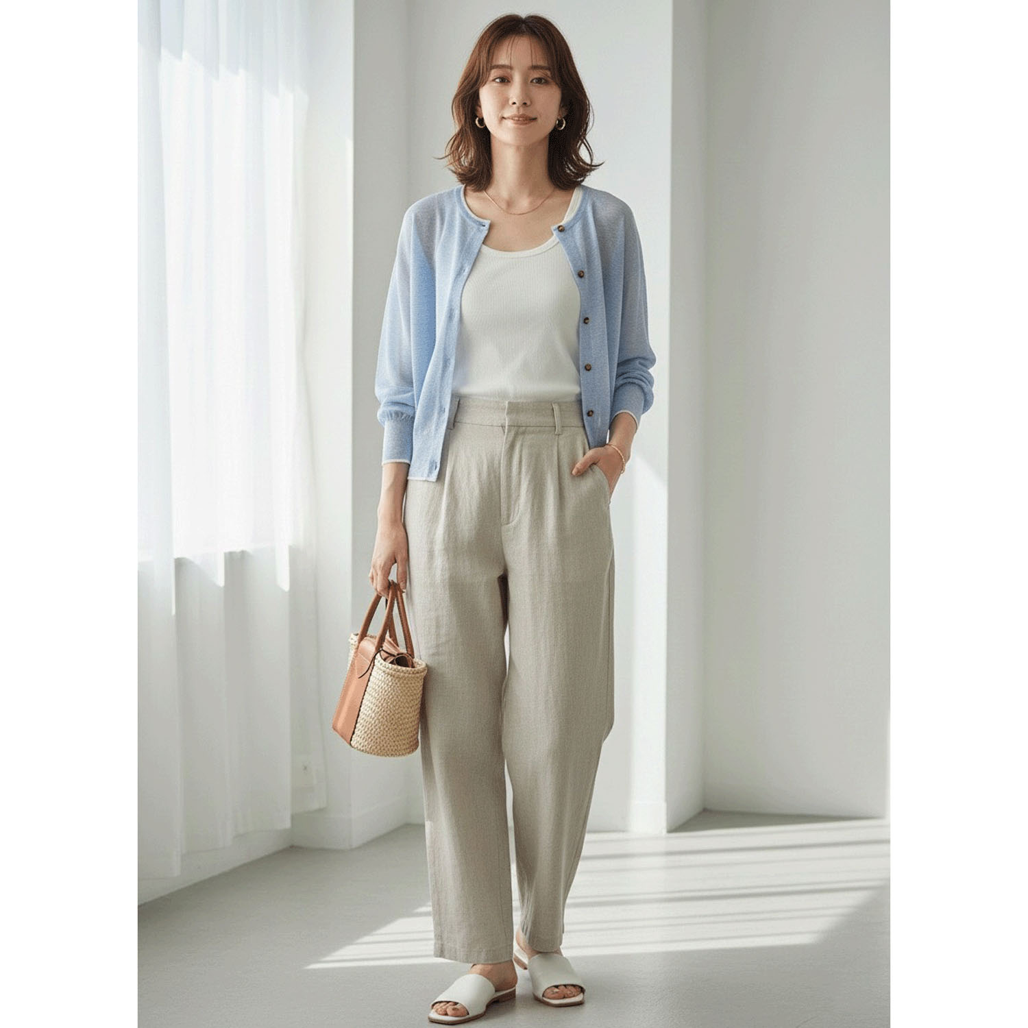 LEVITA配色クルーネックカーディガン - 画像27