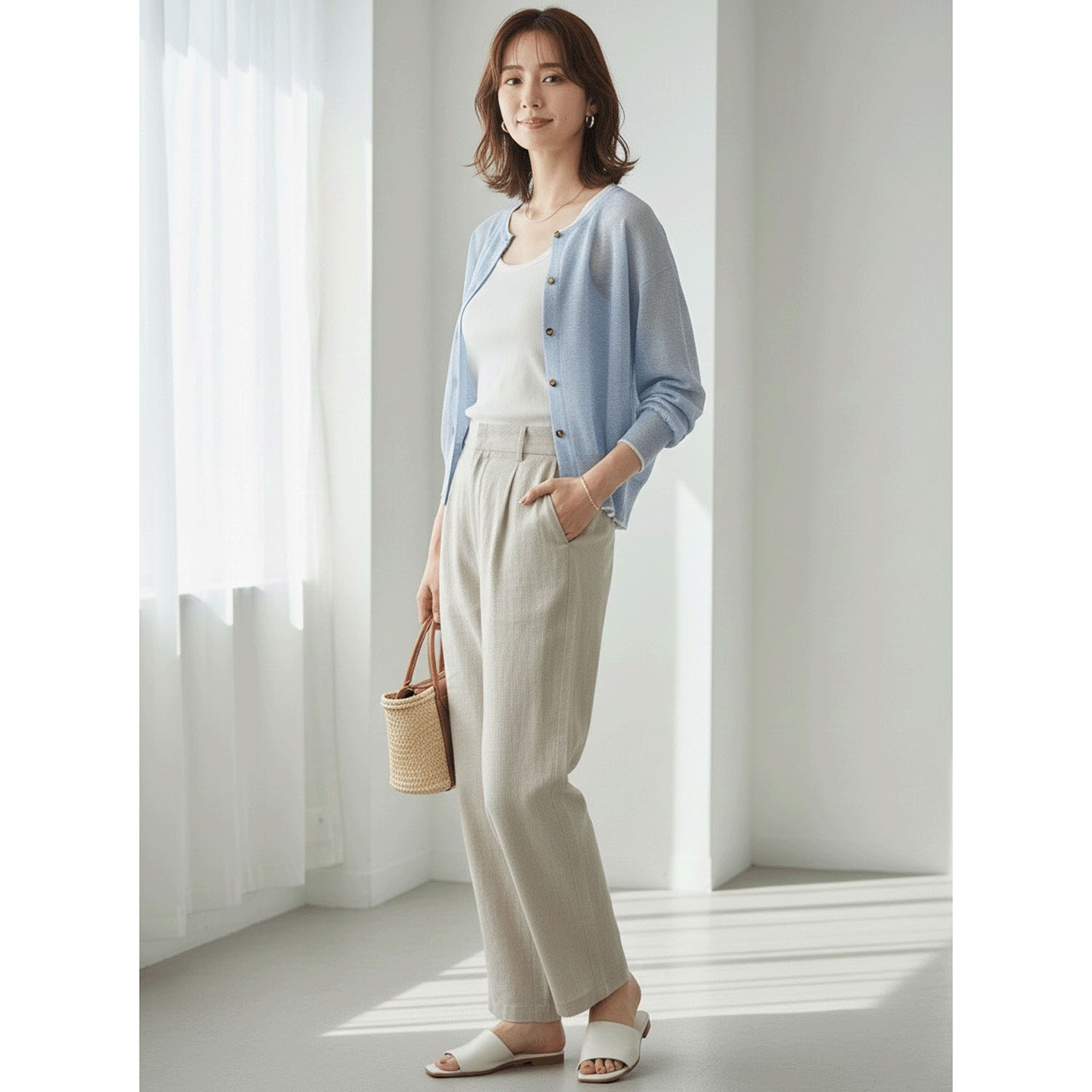 LEVITA配色クルーネックカーディガン - 画像28