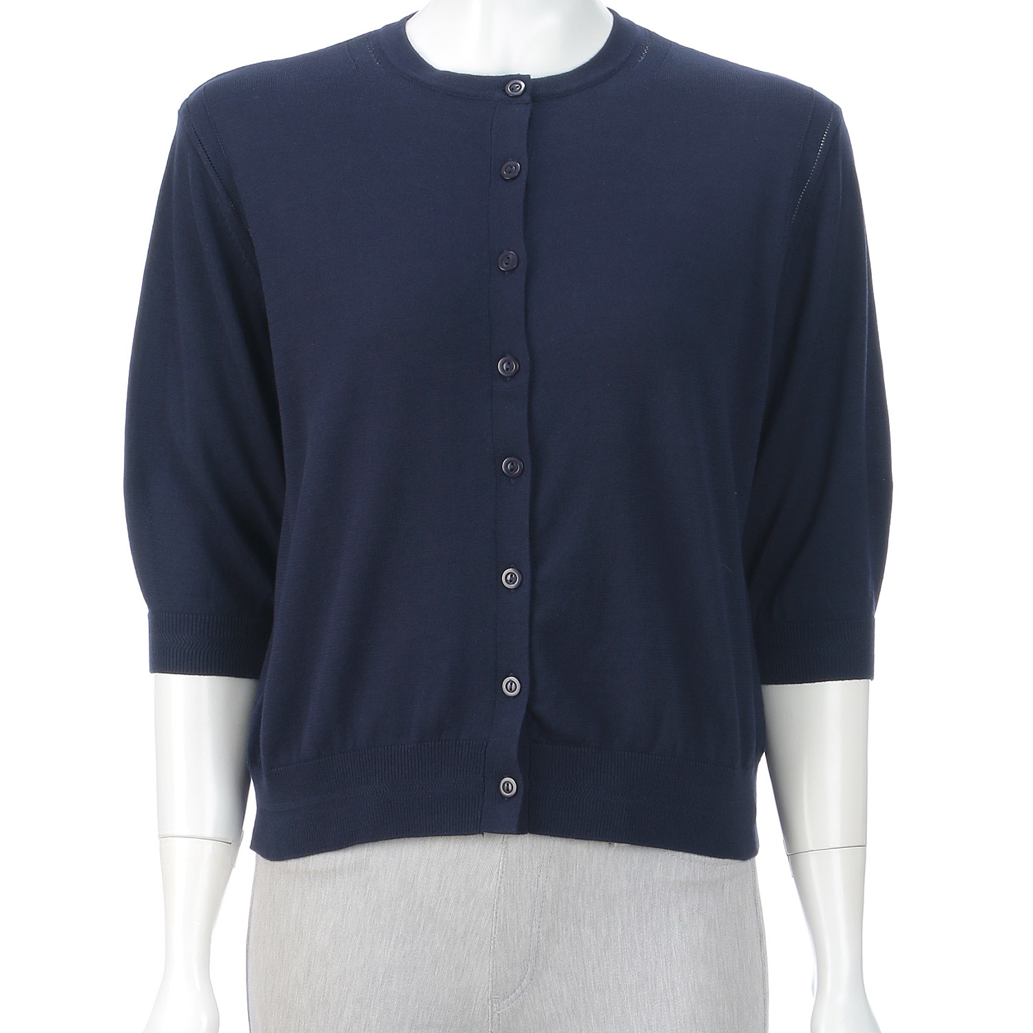 スビンコットン丸首六分袖カーディガン - 画像11