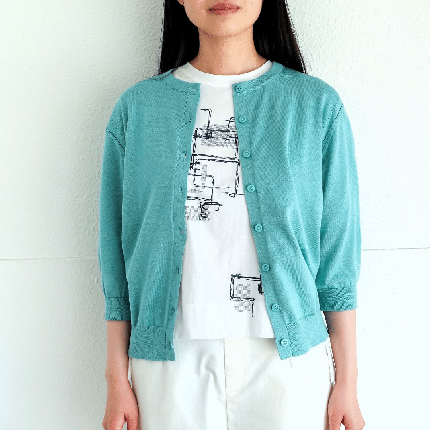 【Insta Live】スビンコットン丸首六分袖カーディガン - 画像14