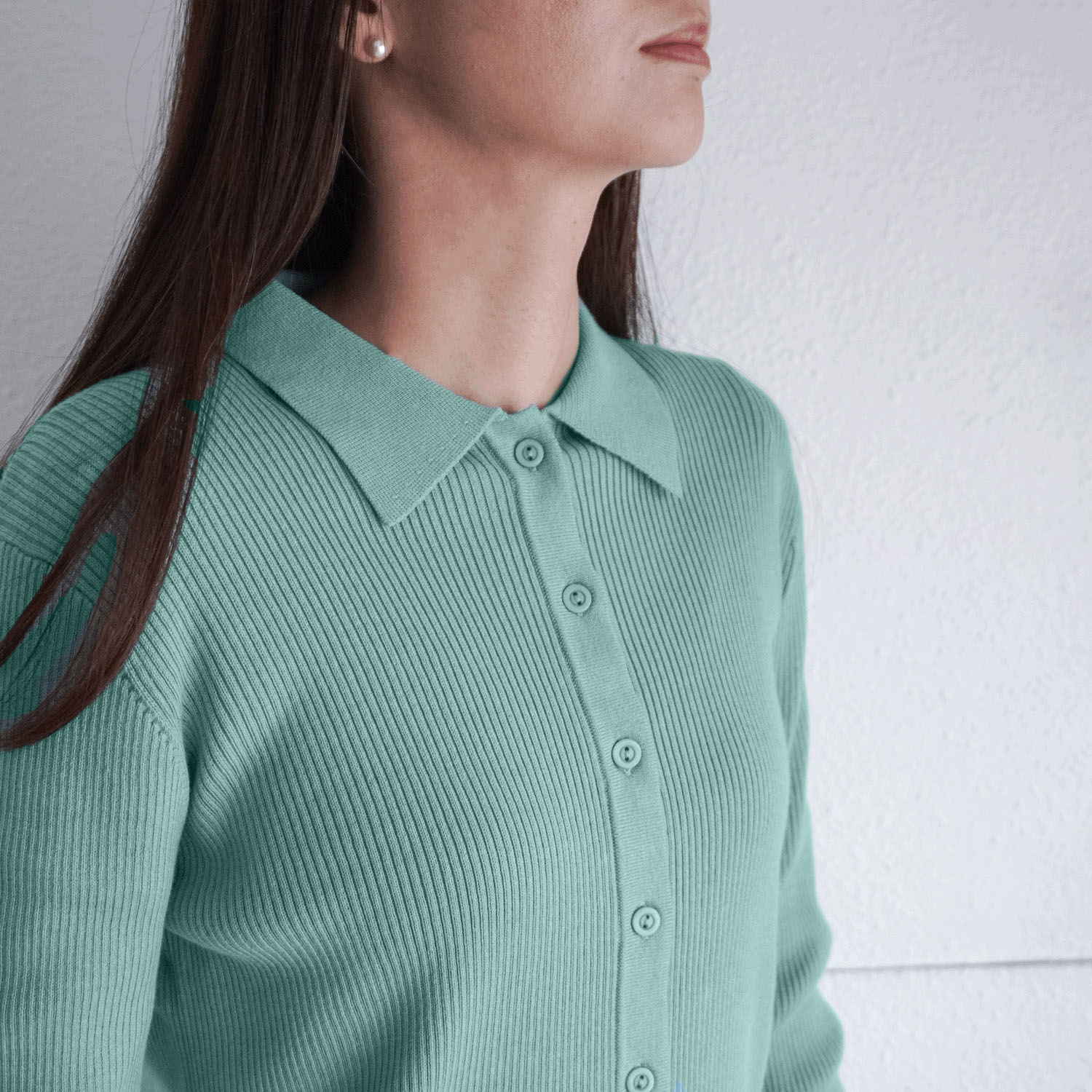 【Insta Live】スビンコットンポロ衿リブ編みカーディガン - 画像4