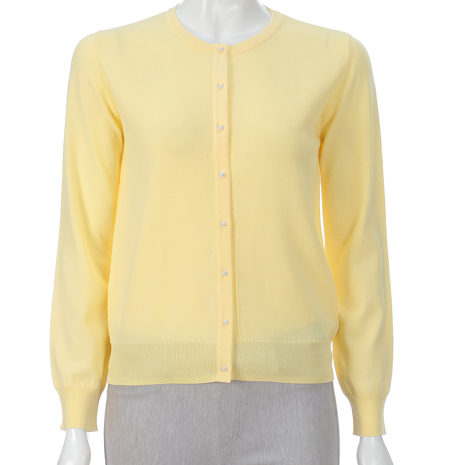 パール釦使いカーディガン - 画像1