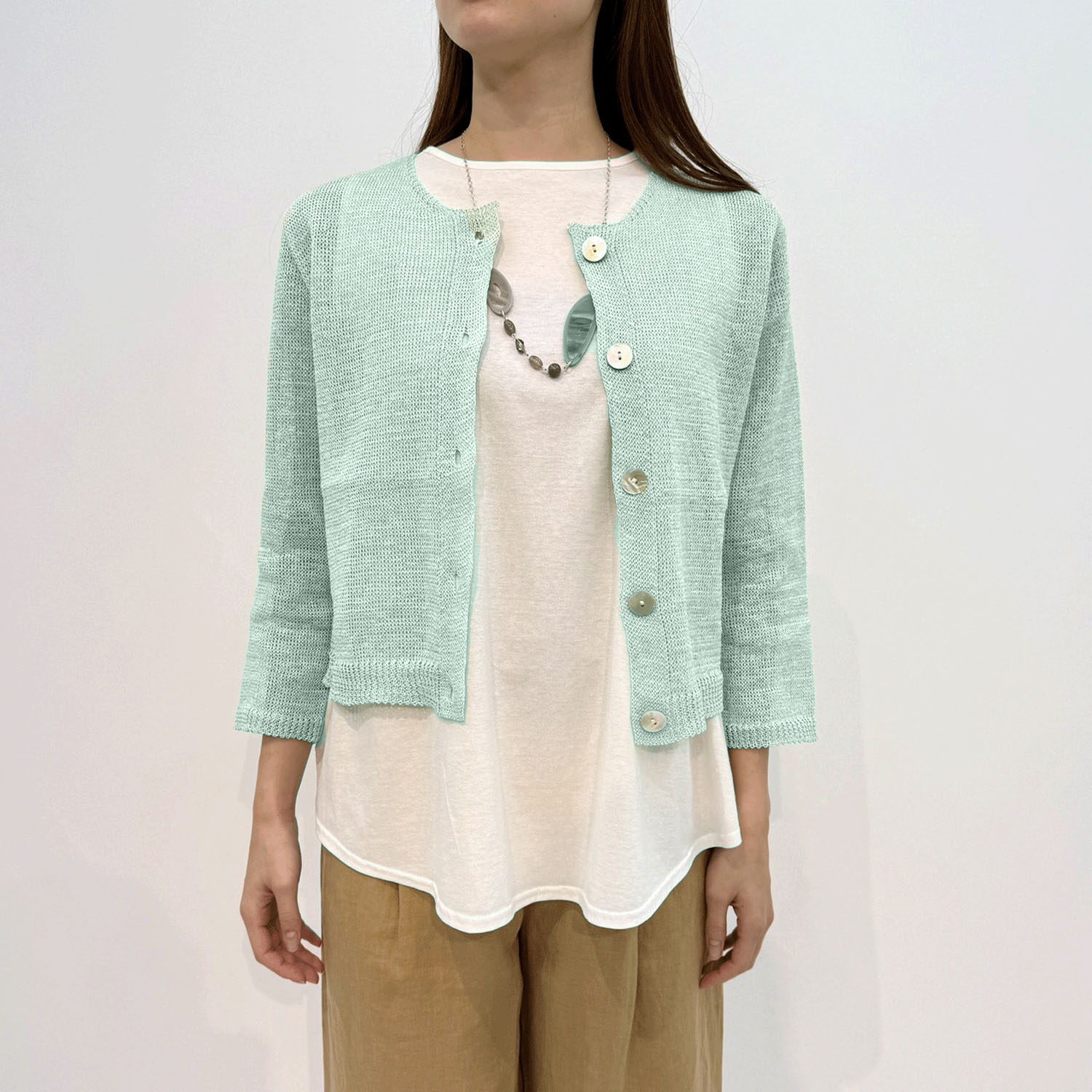 抄繊糸ショート丈カーディガン - 画像1