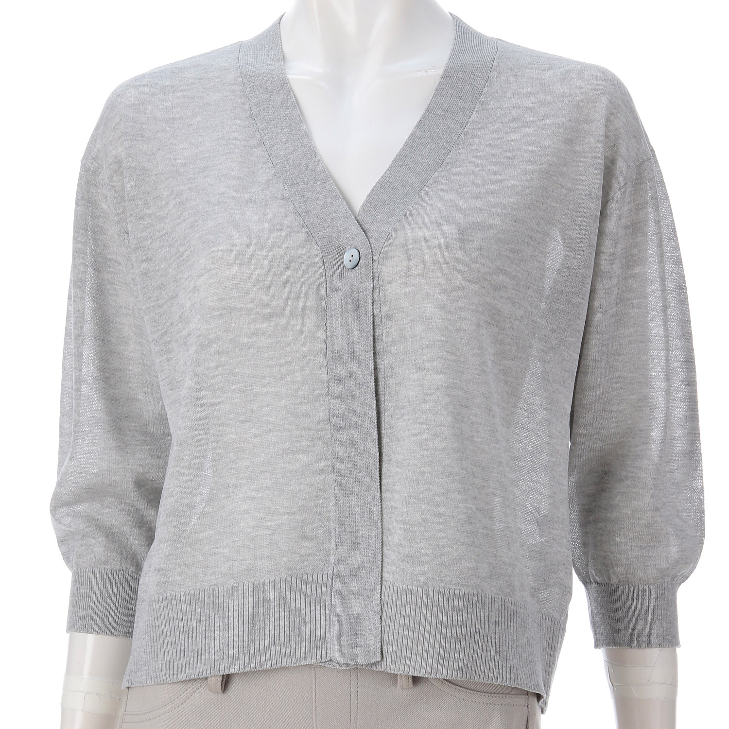 天竺一釦ショートVネックカーディガン - 画像1