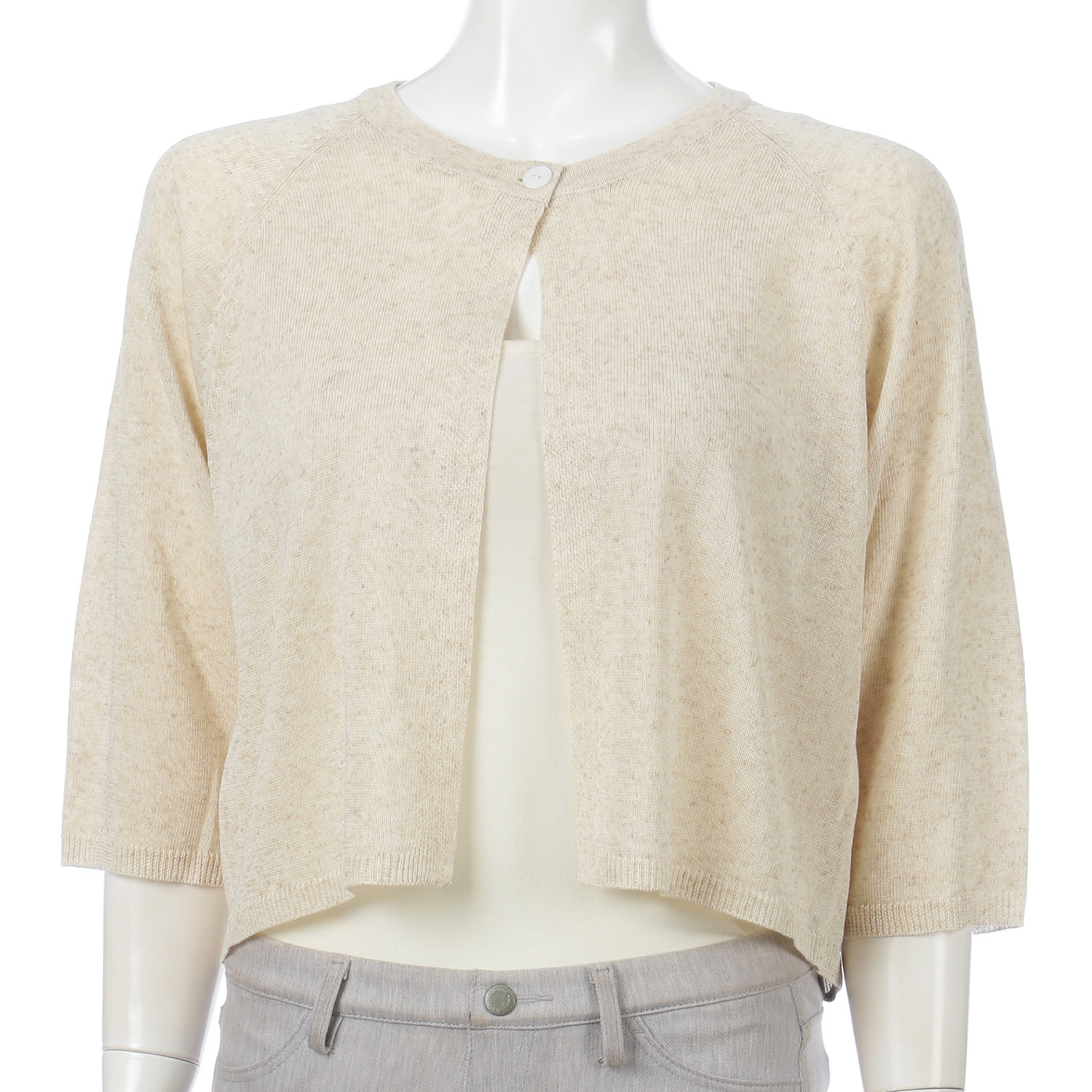 麻混ラグランショートカーディガン - 画像3