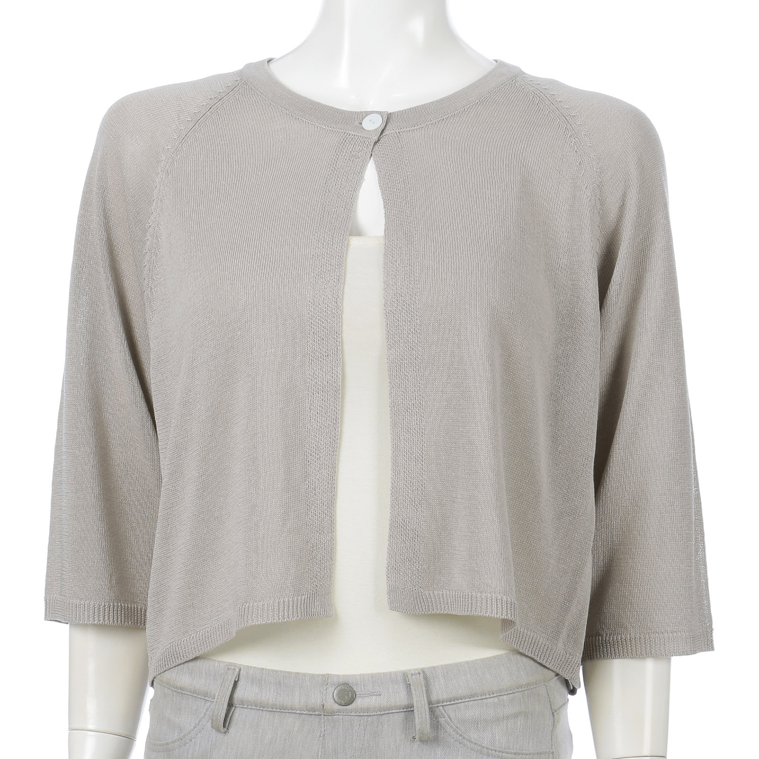 麻混ラグランショートカーディガン - 画像1