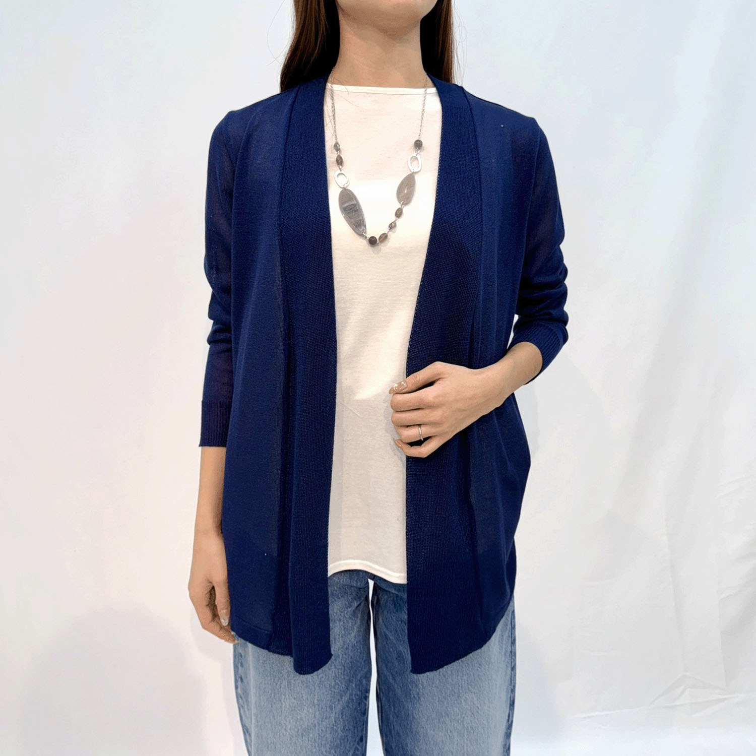 シルク混後ろギャザートッパーカーディガン - 画像13