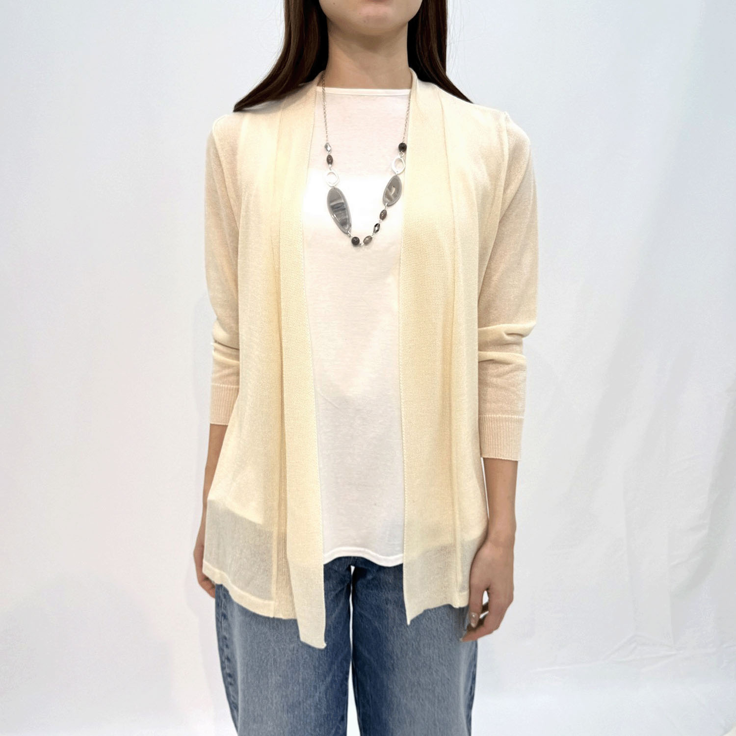 シルク混後ろギャザートッパーカーディガン - 画像4