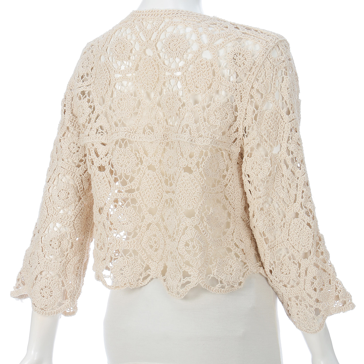 かぎ針丸首カーディガン - 画像4