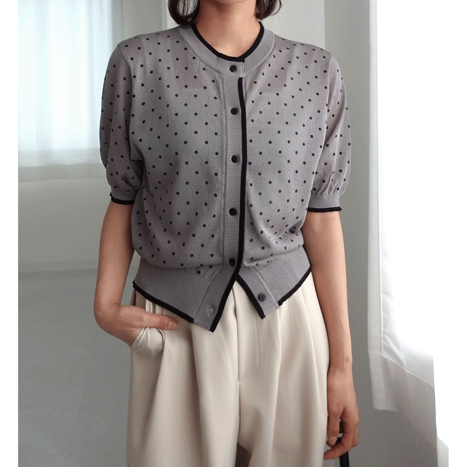 【my life】半袖ドットカーディガン - 画像3