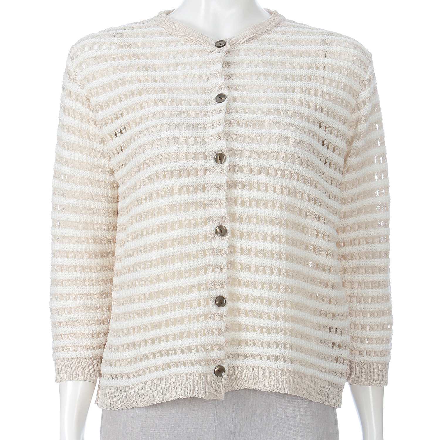 透かしボーダーカーディガン - 画像2