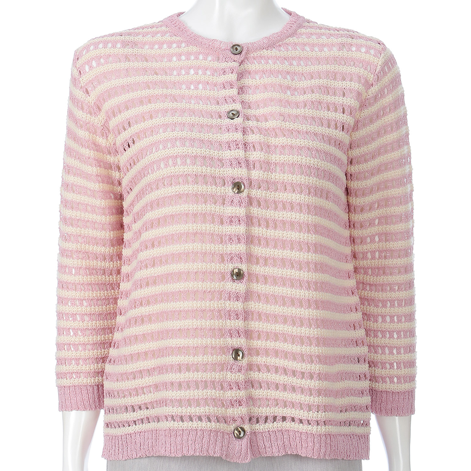 透かしボーダーカーディガン - 画像1