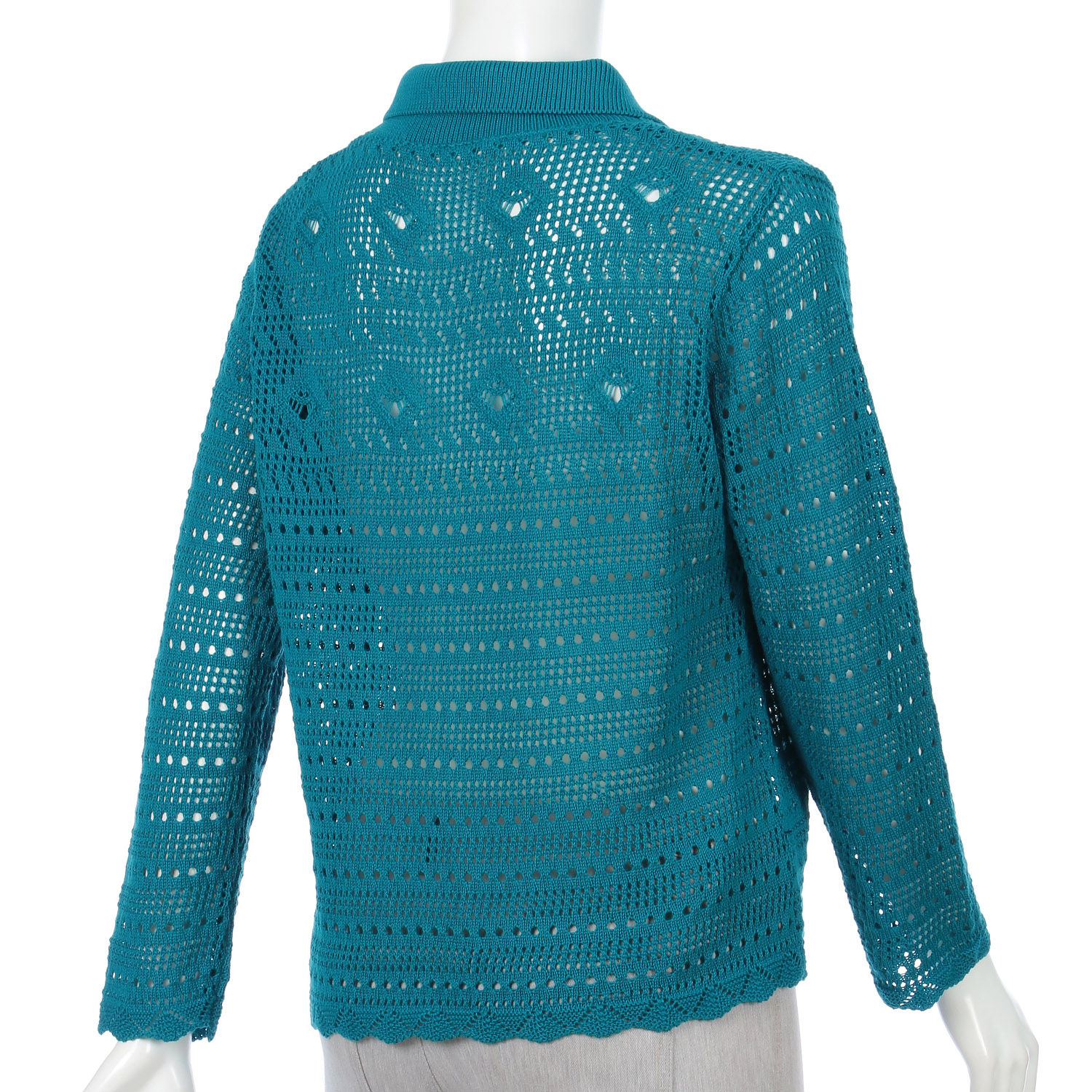 透かし柄衿付きカーディガン - 画像7