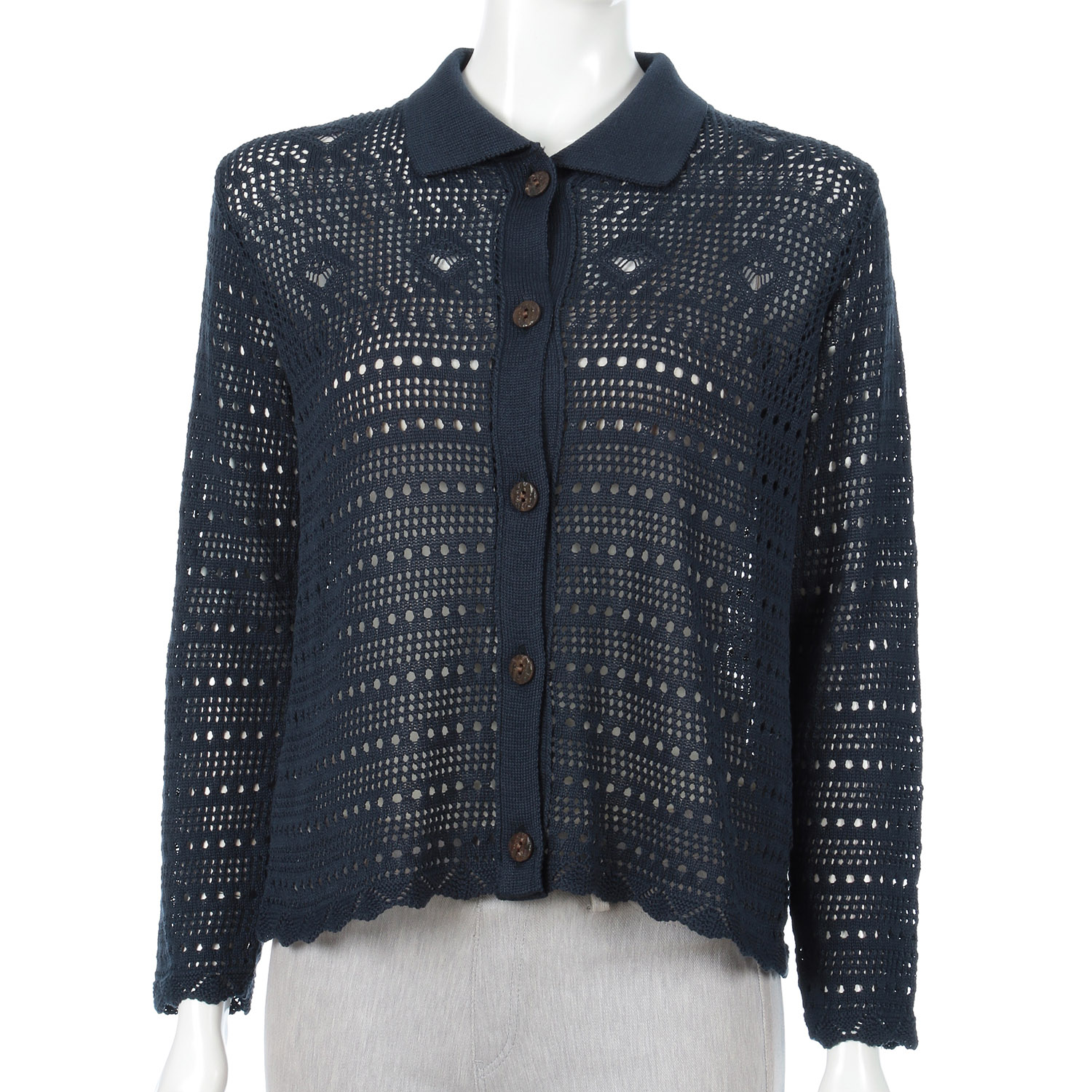 透かし柄衿付きカーディガン - 画像9