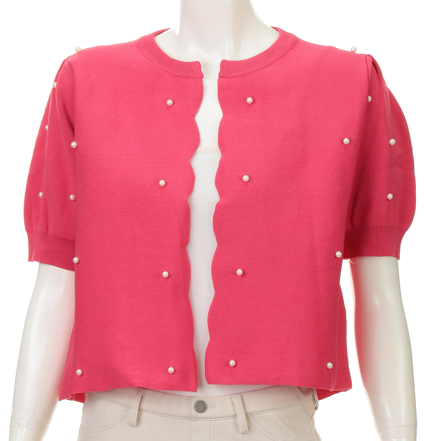 スカラップデザインカーディガン - 画像1