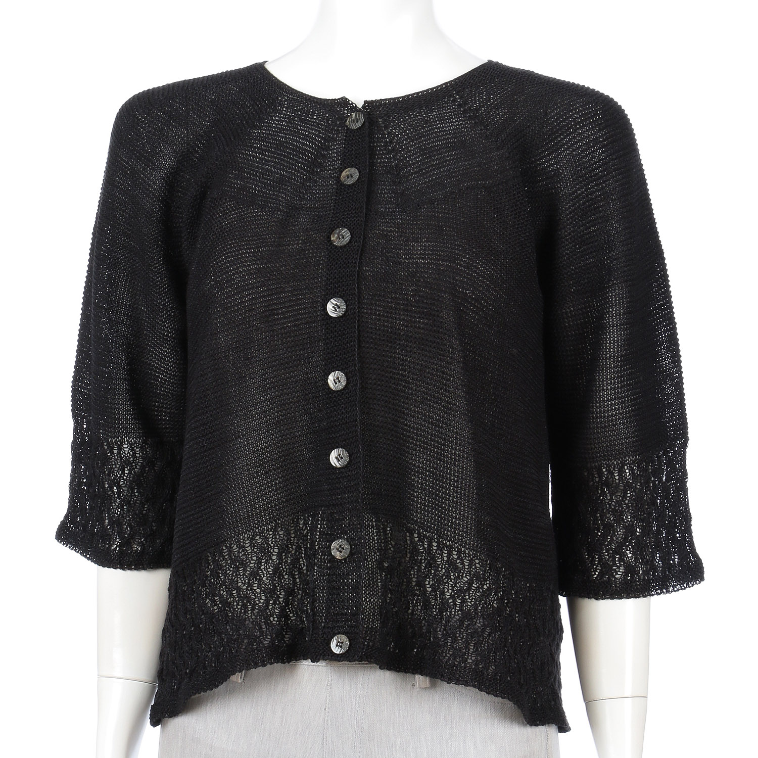 裾格子柄カーディガン - 画像3