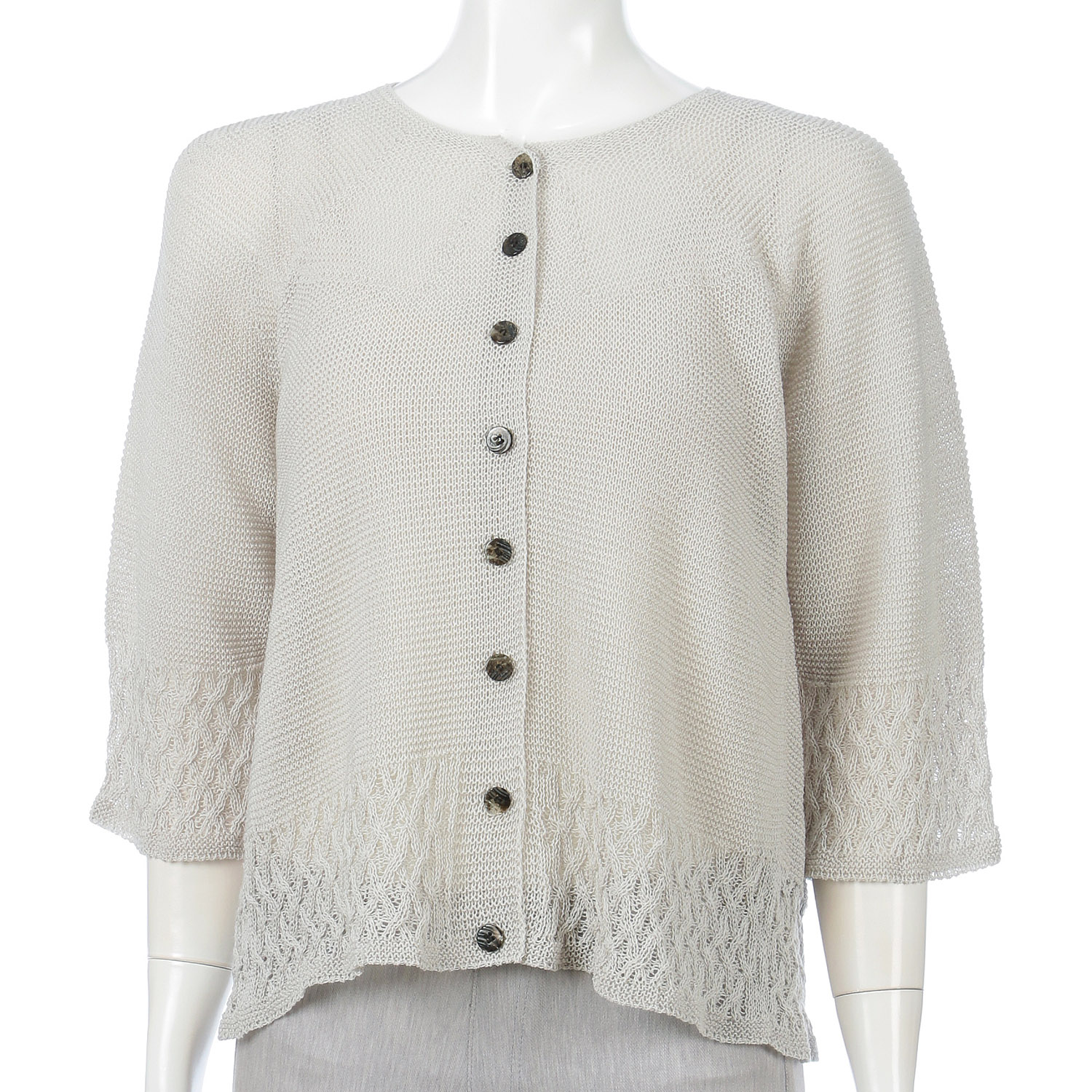 裾格子柄カーディガン