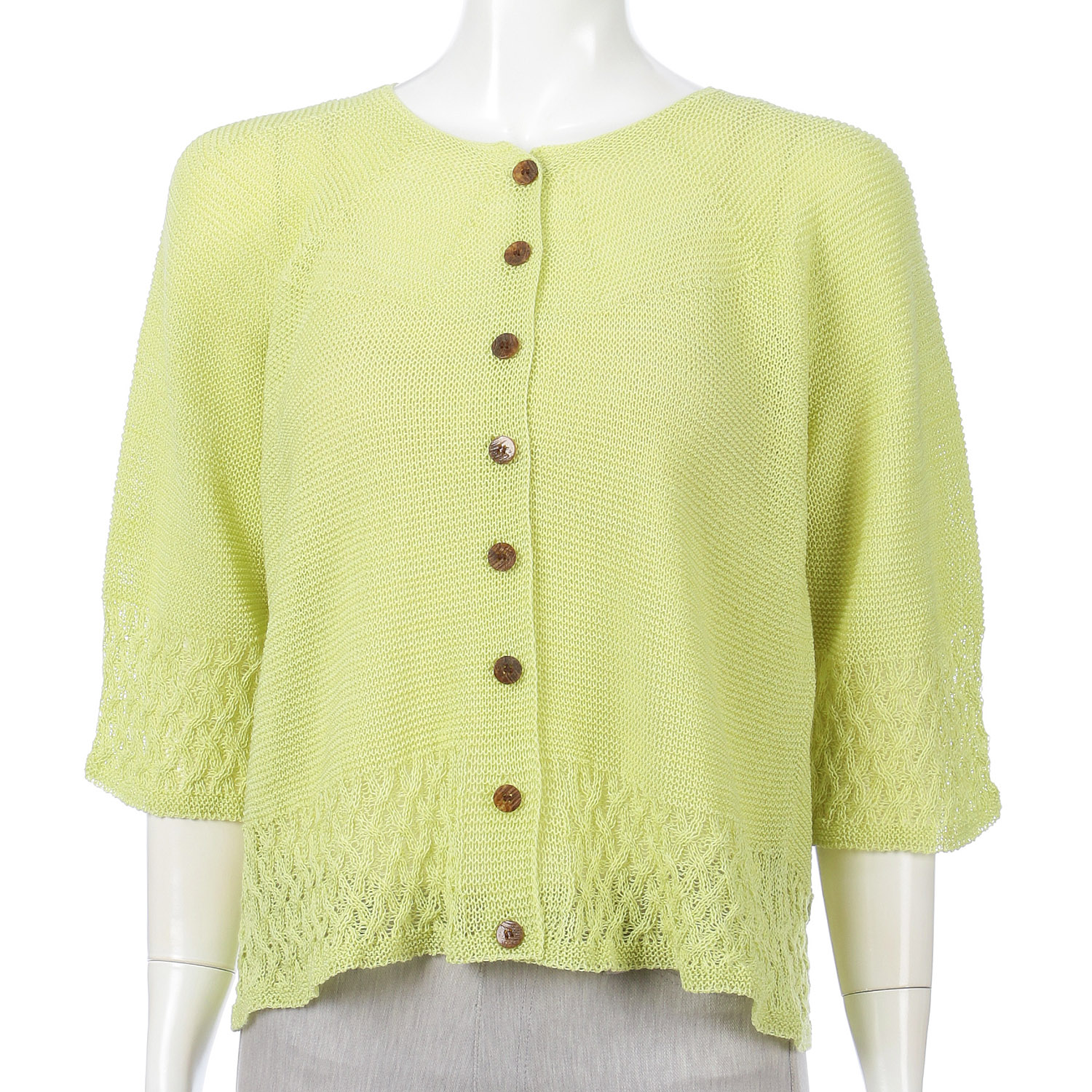 裾格子柄カーディガン