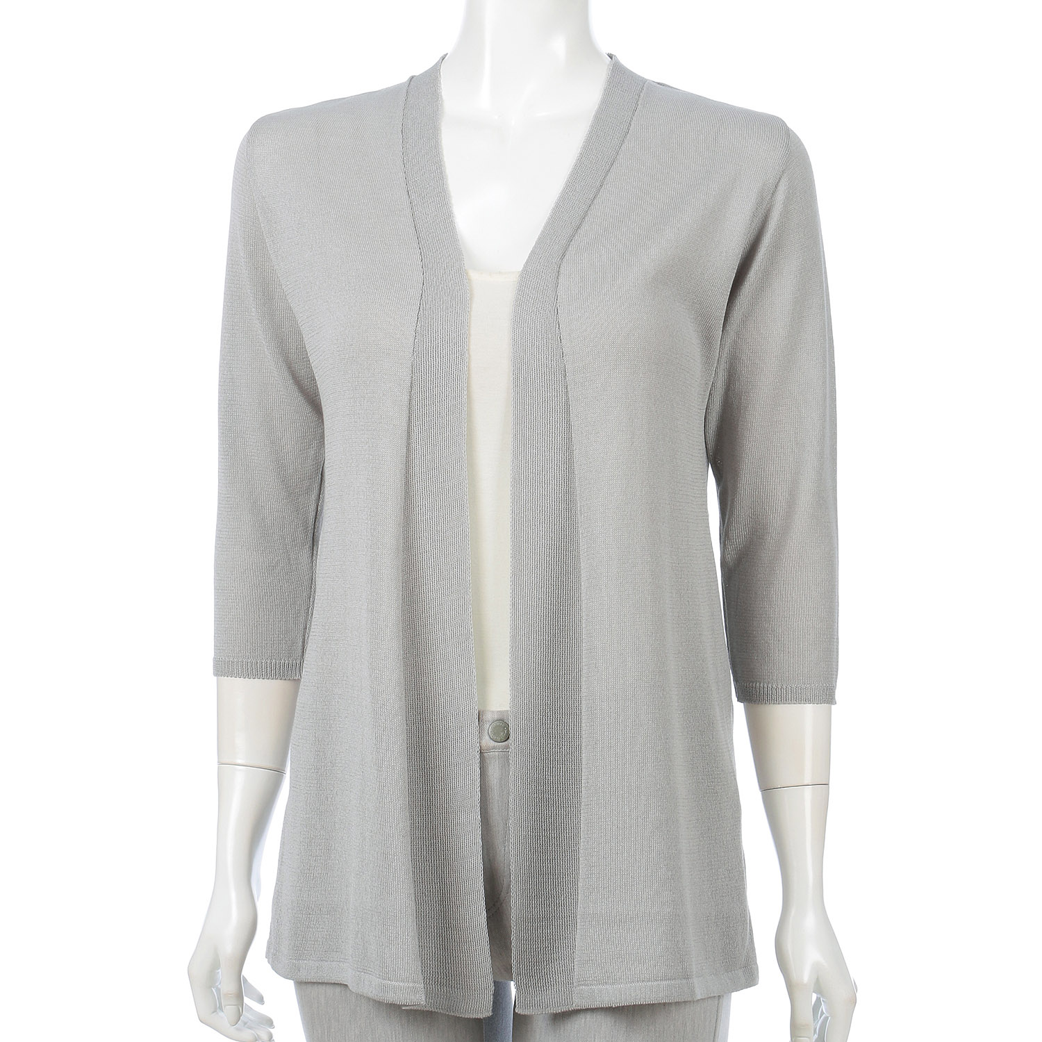 脇テープ付綿ポリロングカーディガン - 画像2