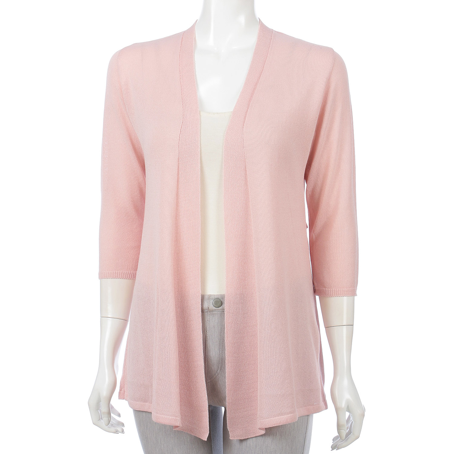 脇テープ付綿ポリロングカーディガン - 画像1