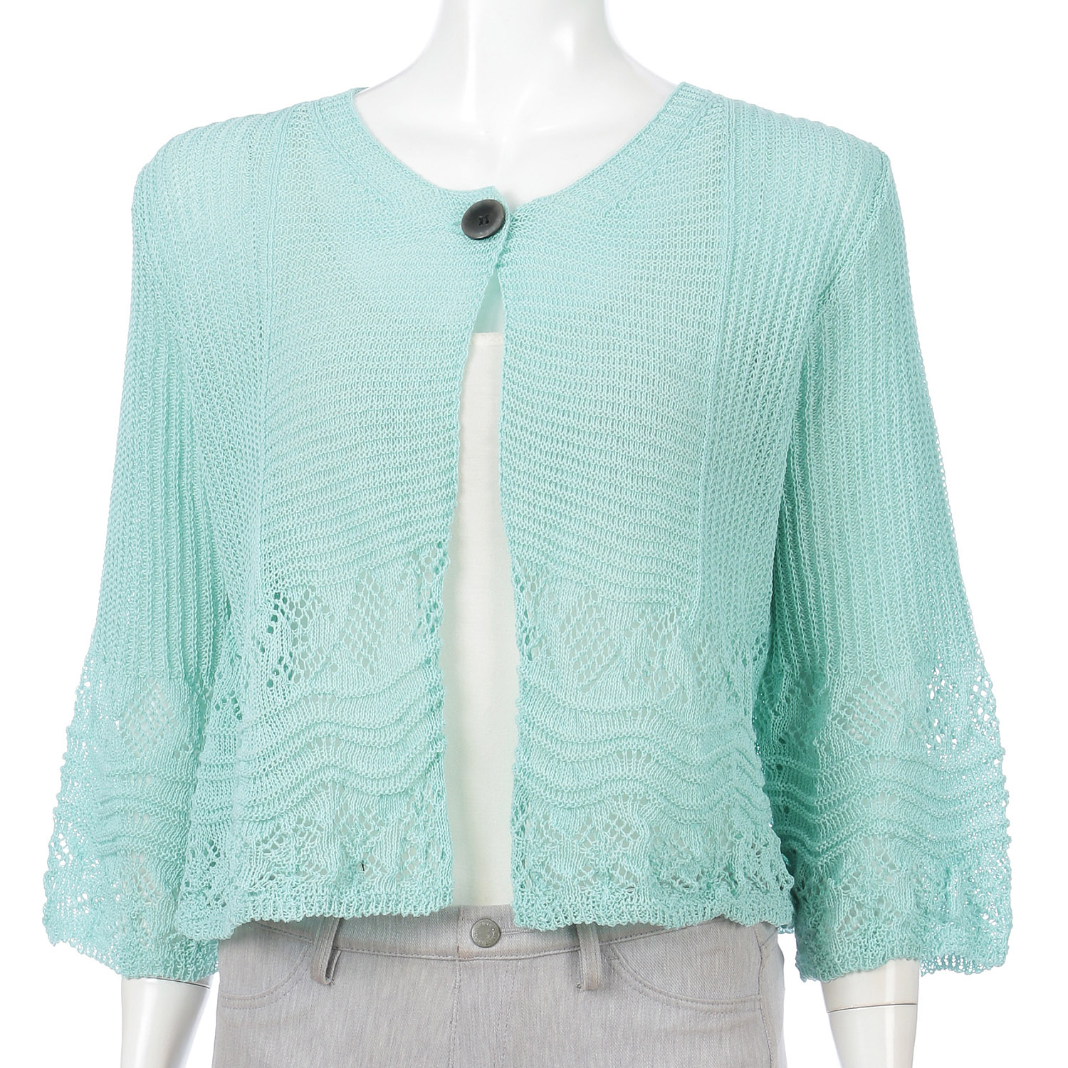 1つ釦ガ－タ－切り替えカーディガン - 画像1