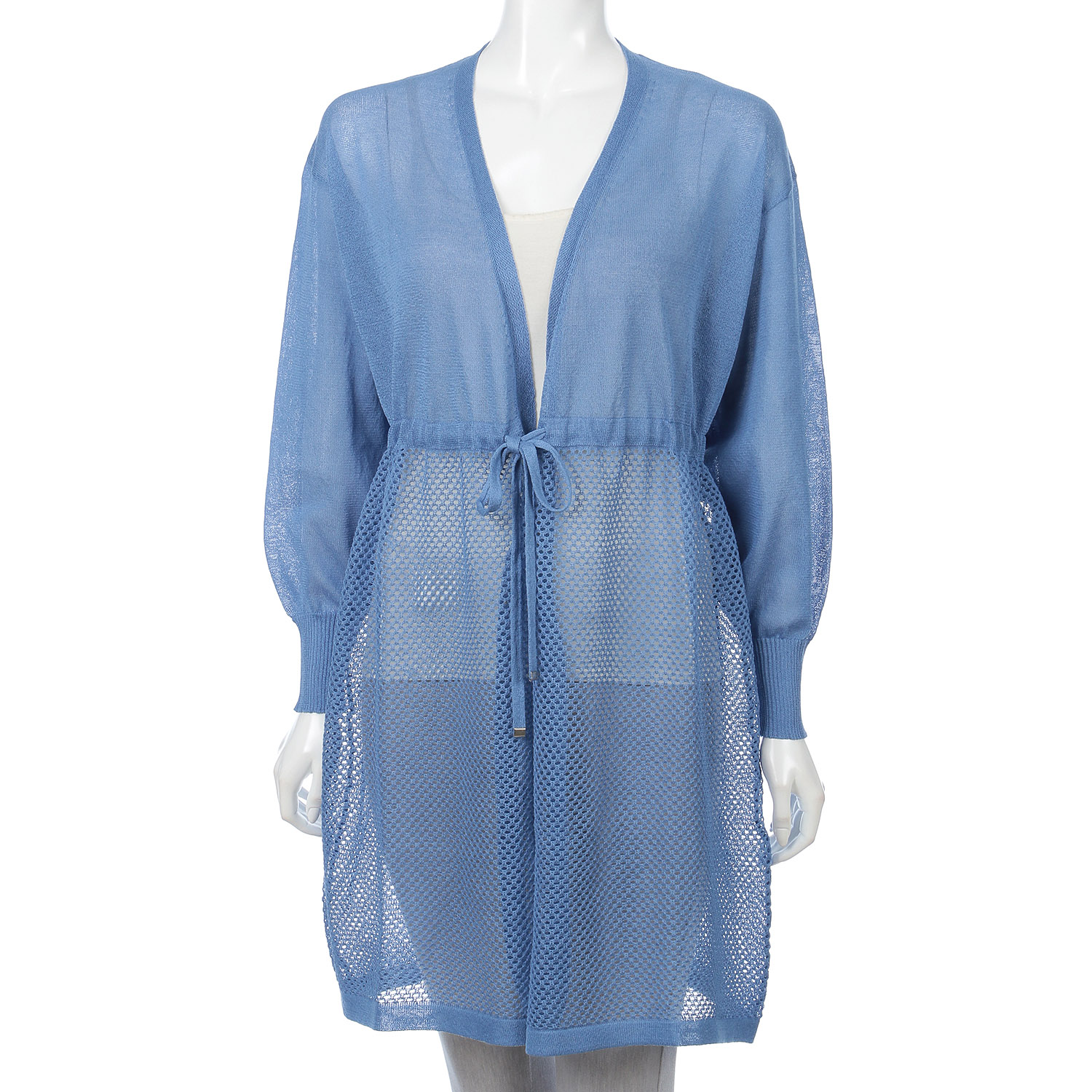 透かし編みニットロングカーディガン