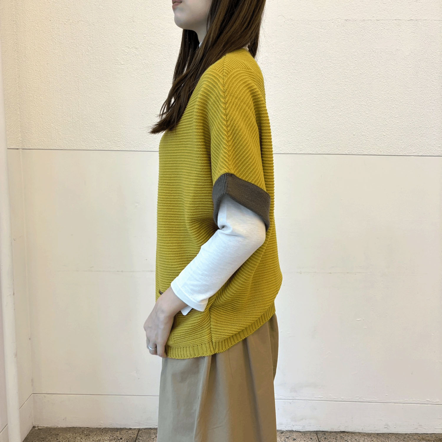 袖ポケット配色ドルマン - 画像2