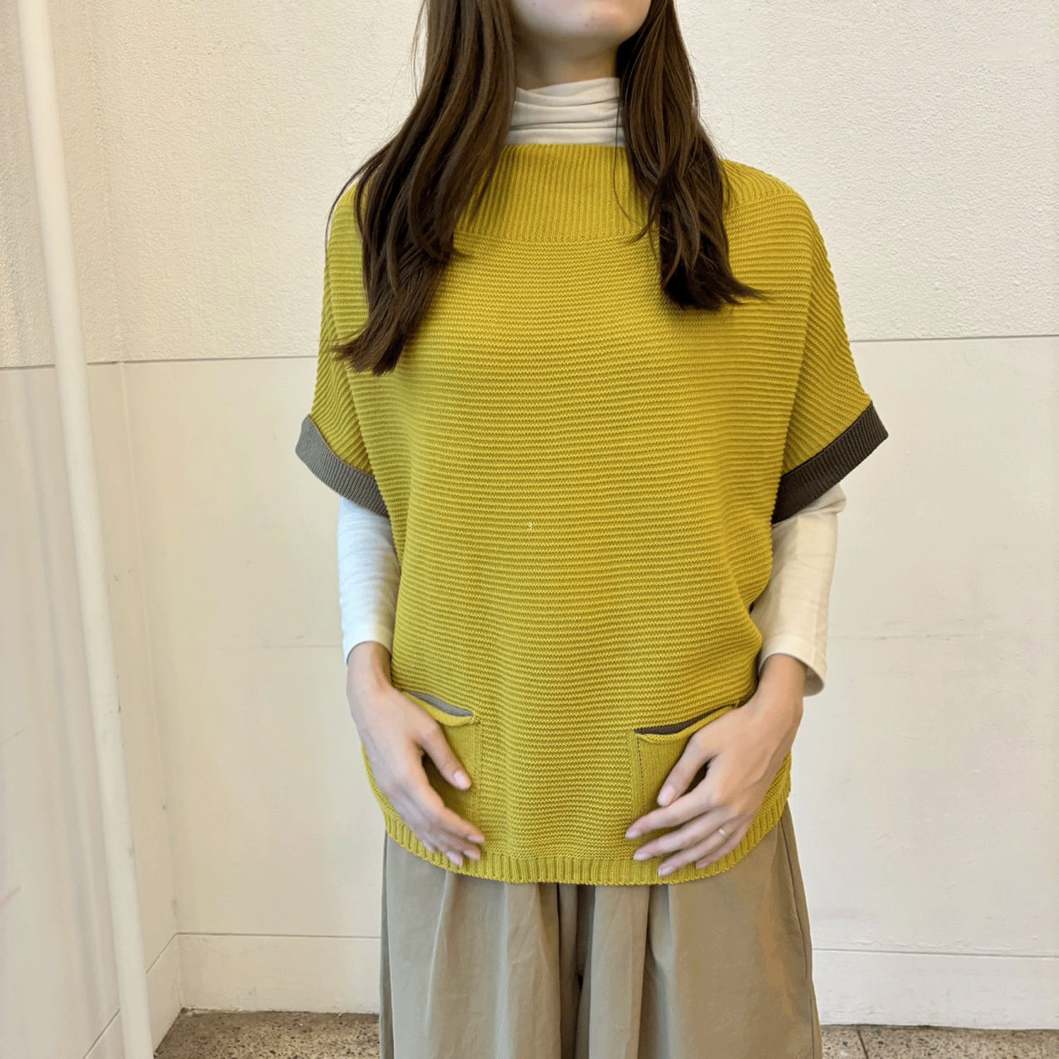 袖ポケット配色ドルマン - 画像1