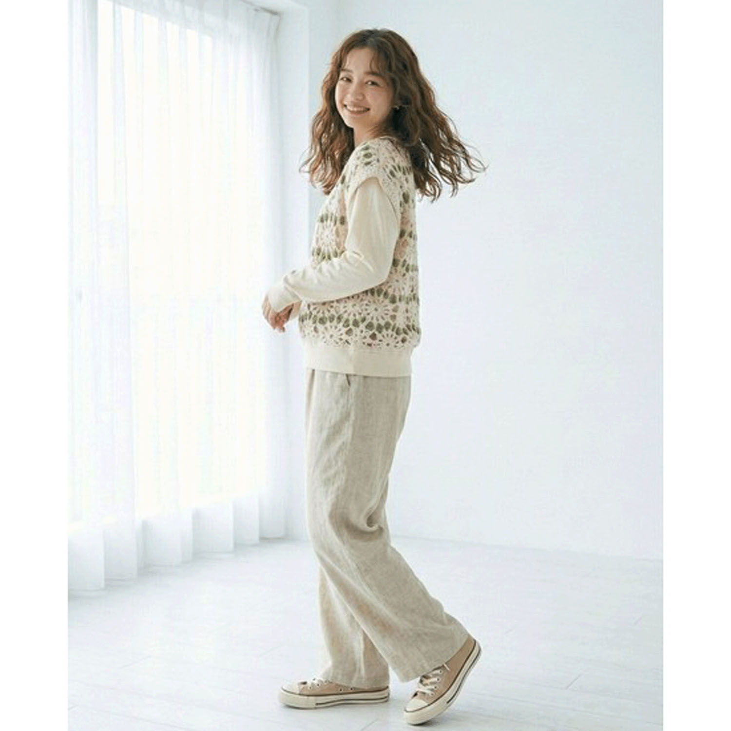 かぎ針風配色プルオーバーベスト - 画像3