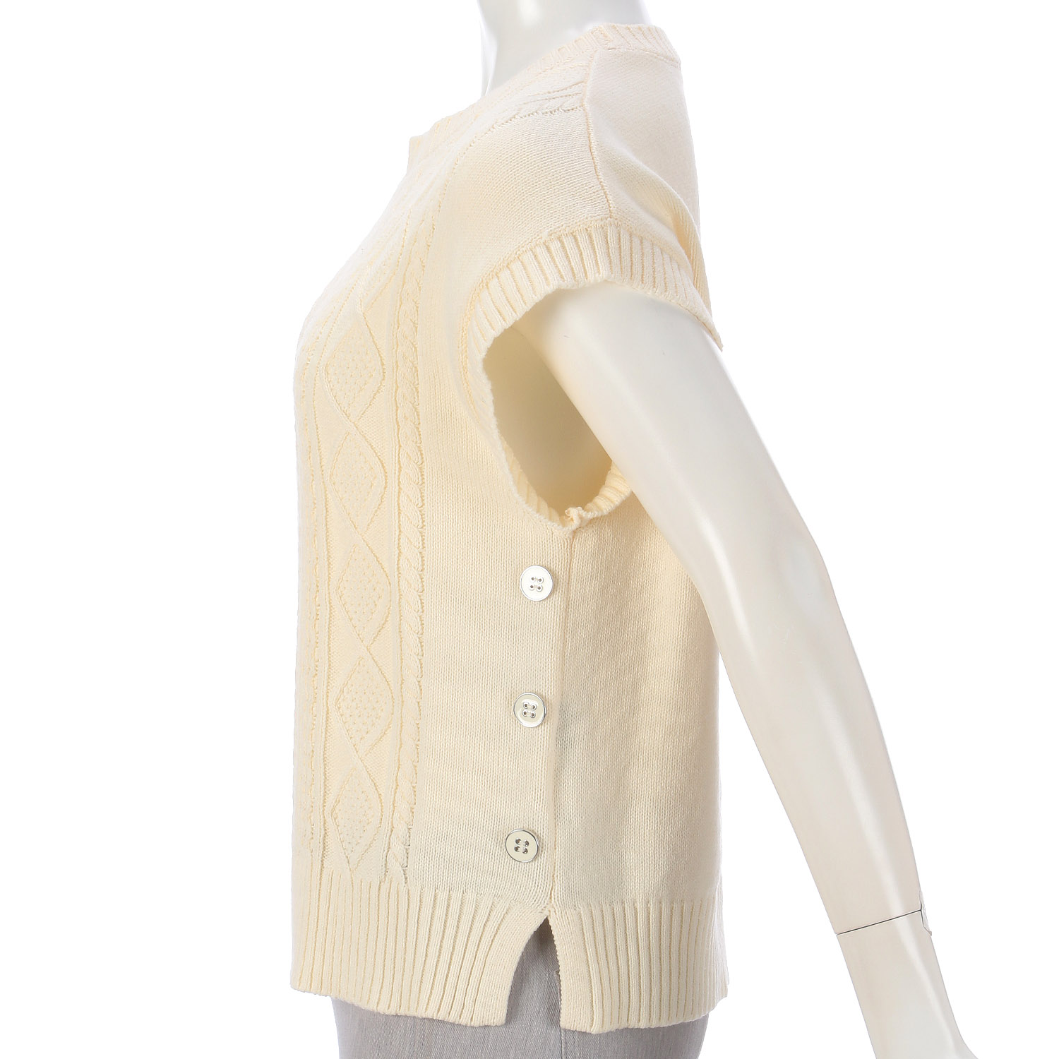 綿混ケーブル編みベスト - 画像8