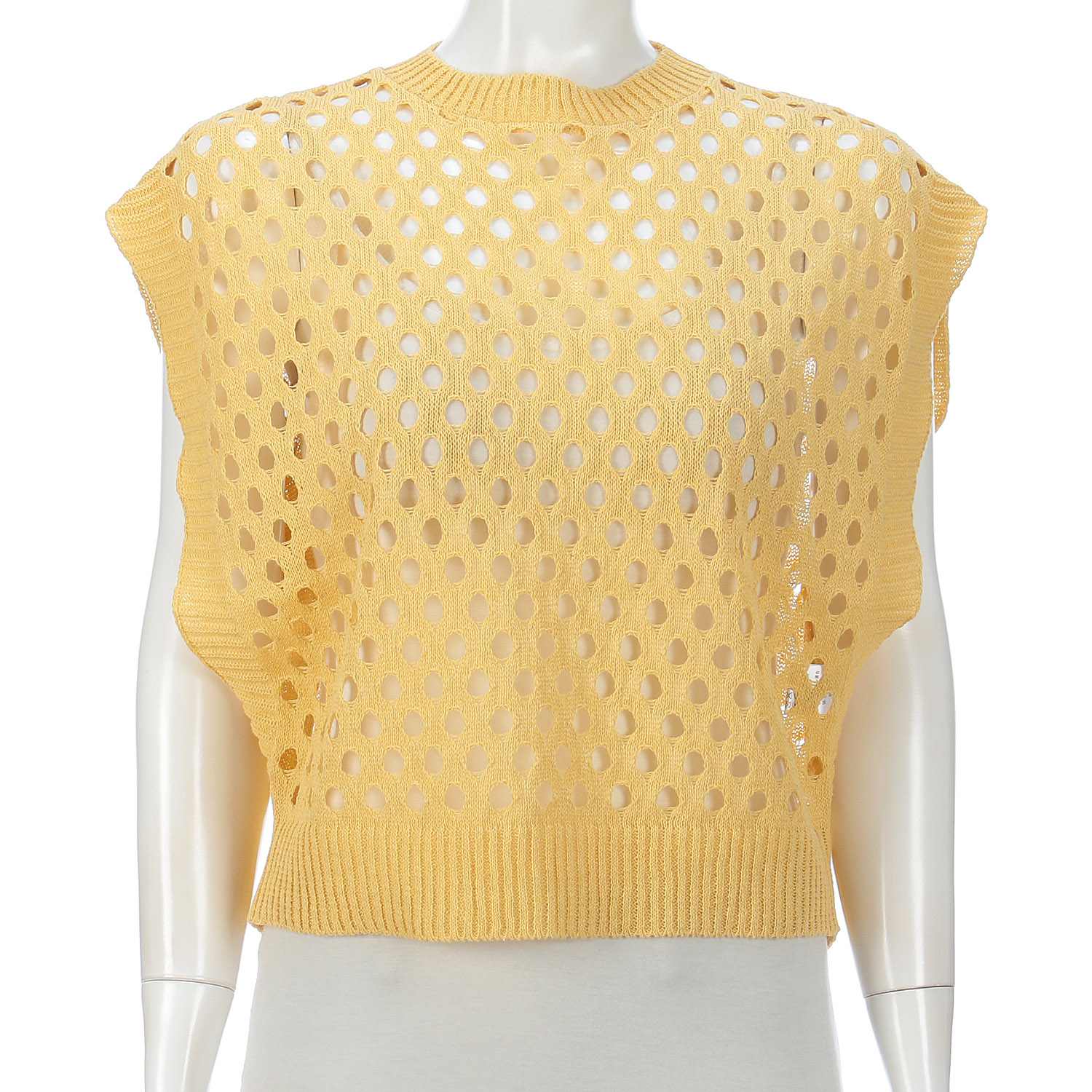 麻混穴あきベスト - 画像5