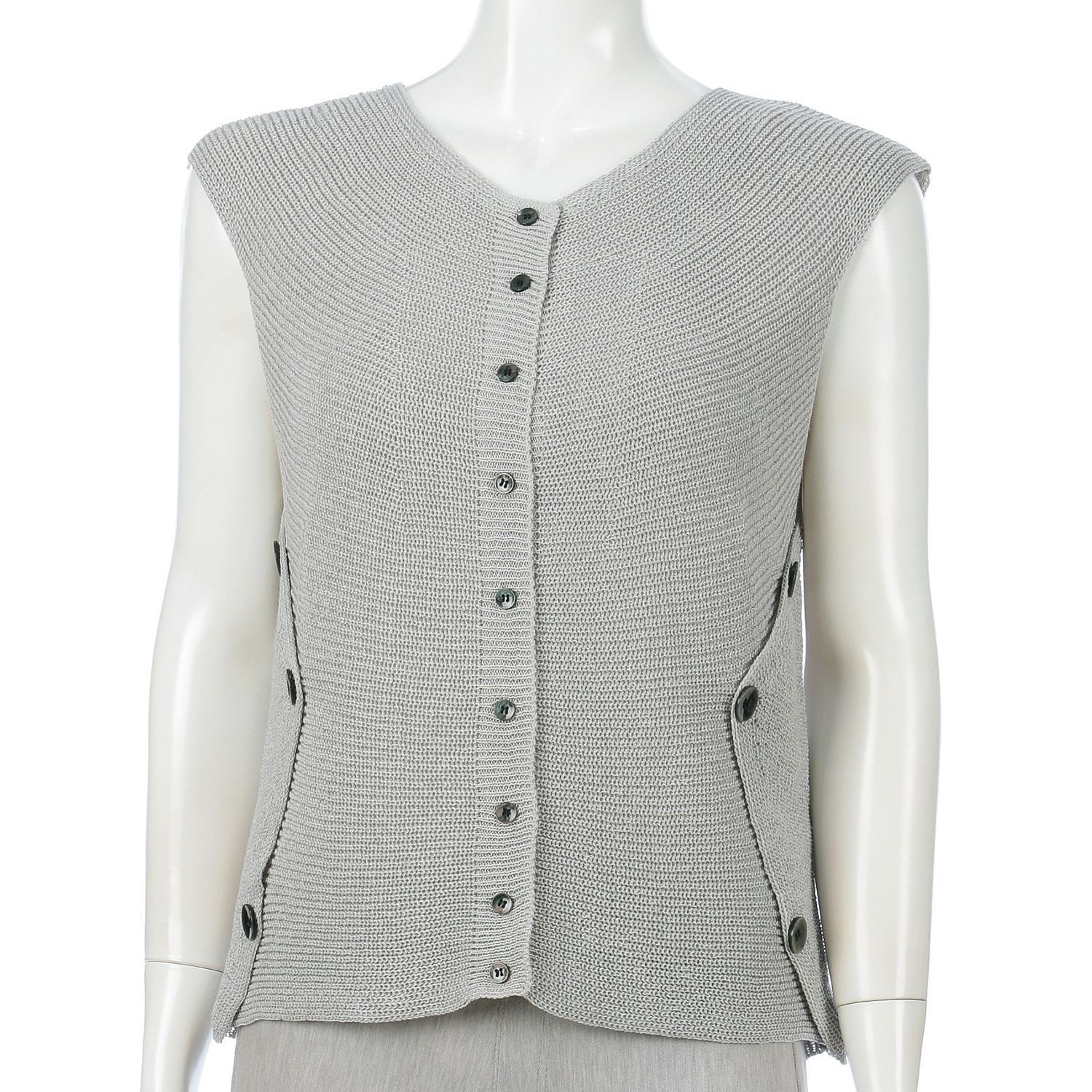 脇釦求心前開きベスト - 画像2