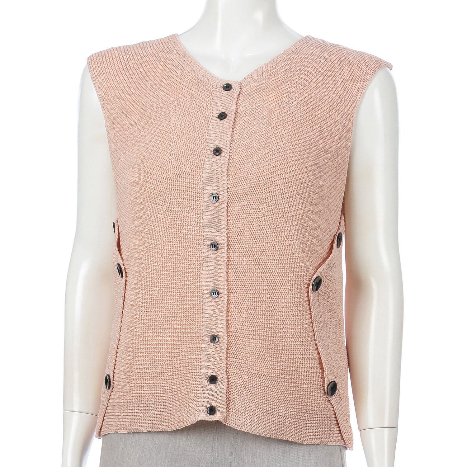 脇釦求心前開きベスト - 画像5