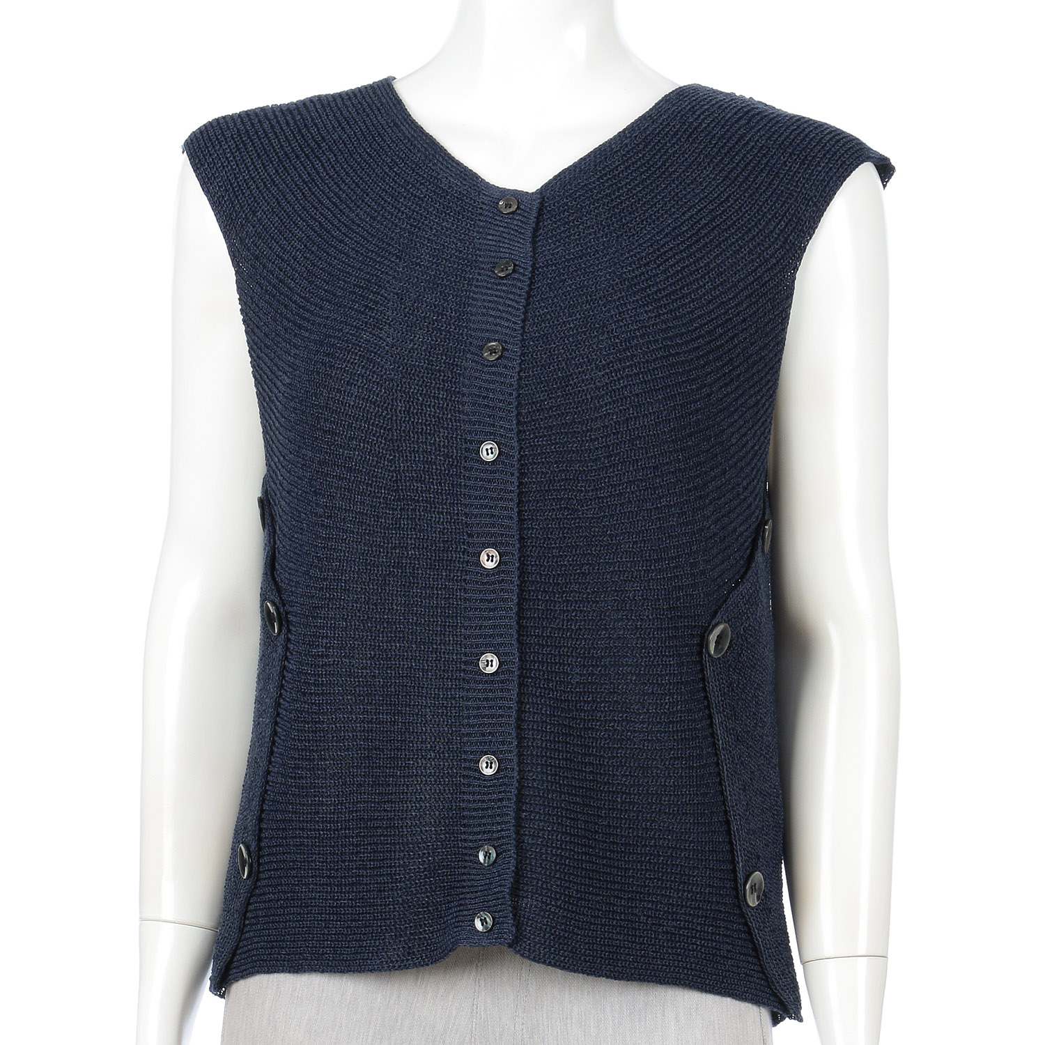 脇釦求心前開きベスト - 画像9