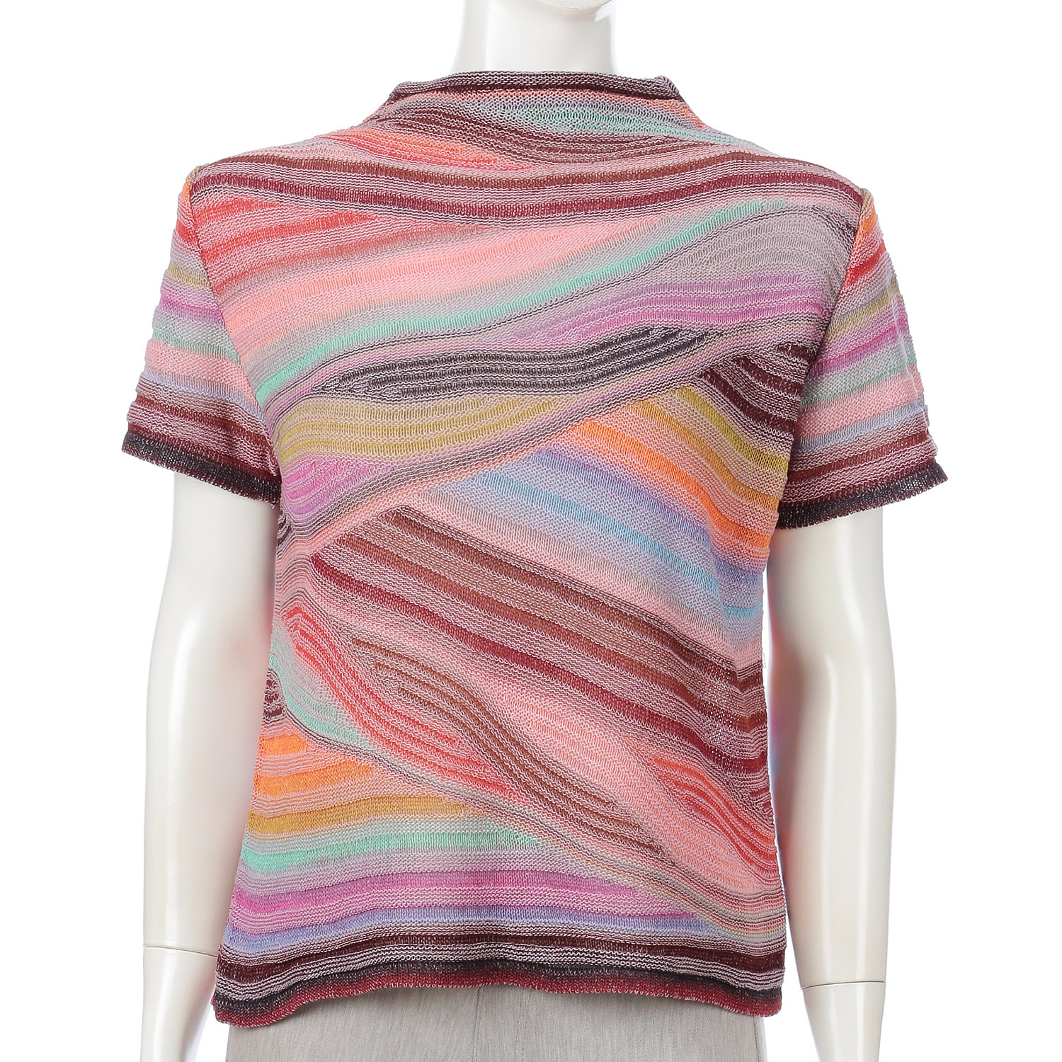 絣リブ鱗ケーブル柄プルオーバーベスト